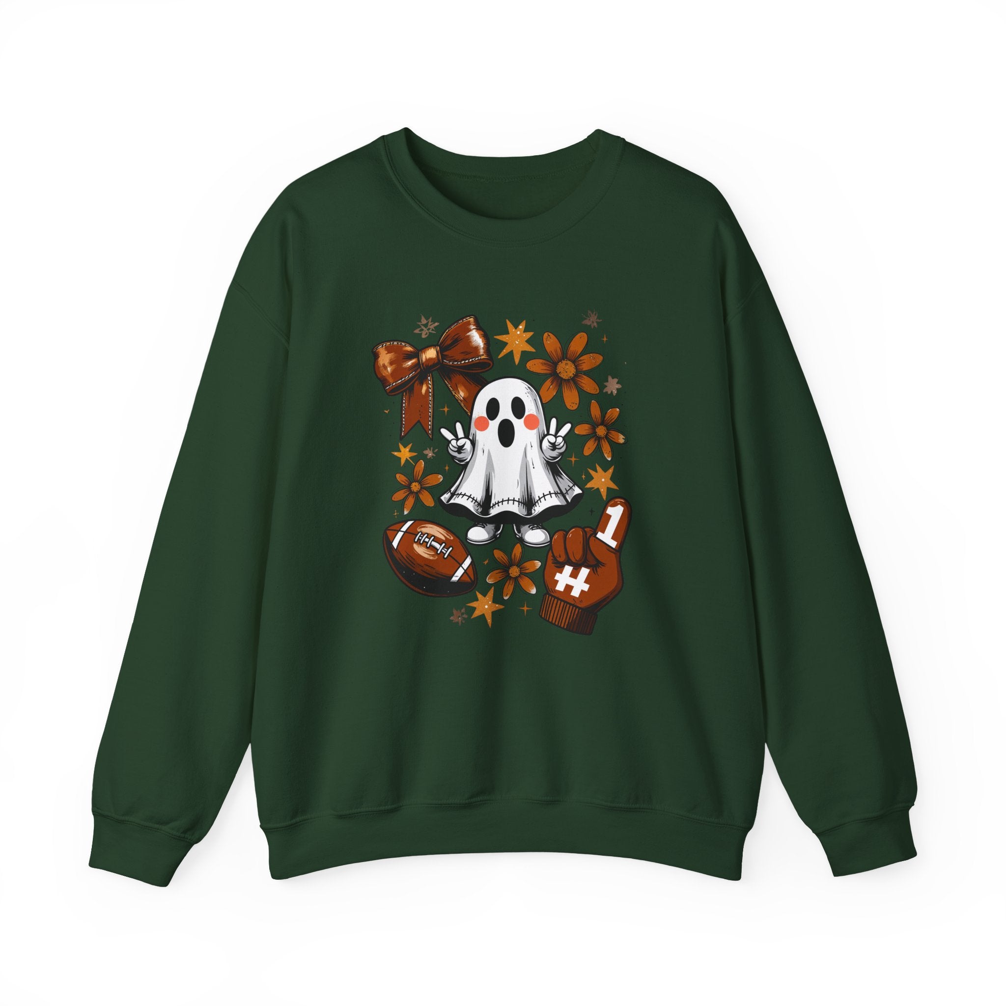 Football Ghost Crewneck Sweatshirt – Cute Spooky Game Day Design