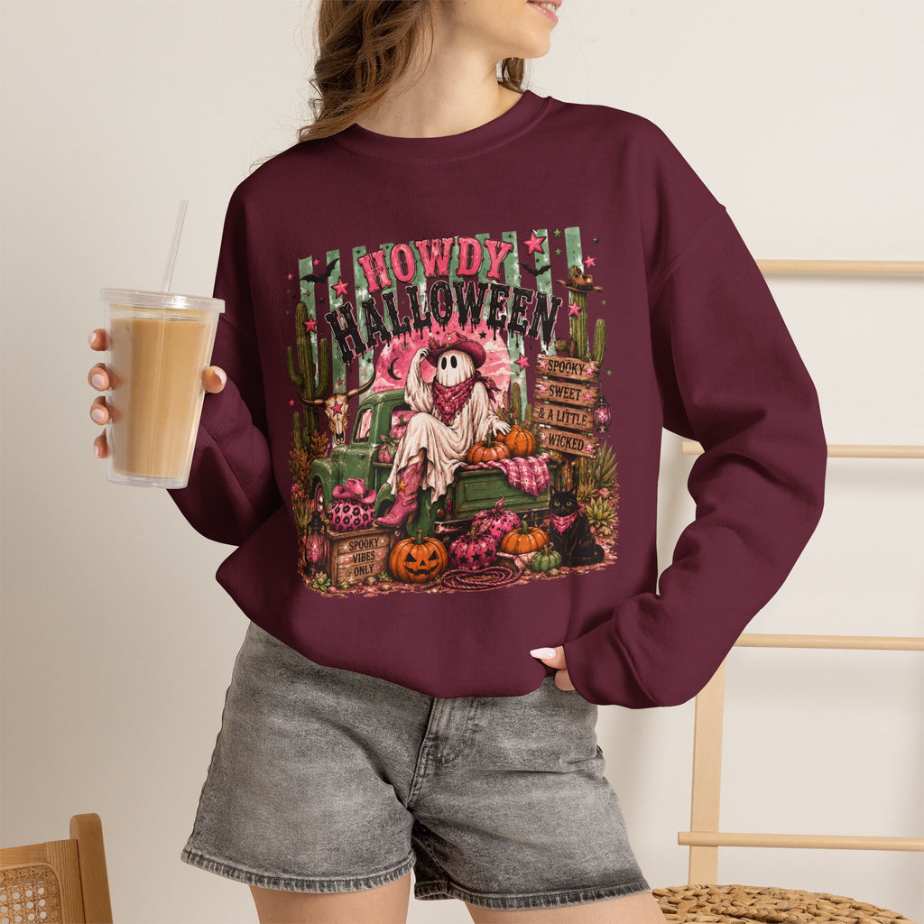 Howdy Halloween Crewneck Sweatshirt – Southwestern Ghost Pumpkin Fall Sweatshirt