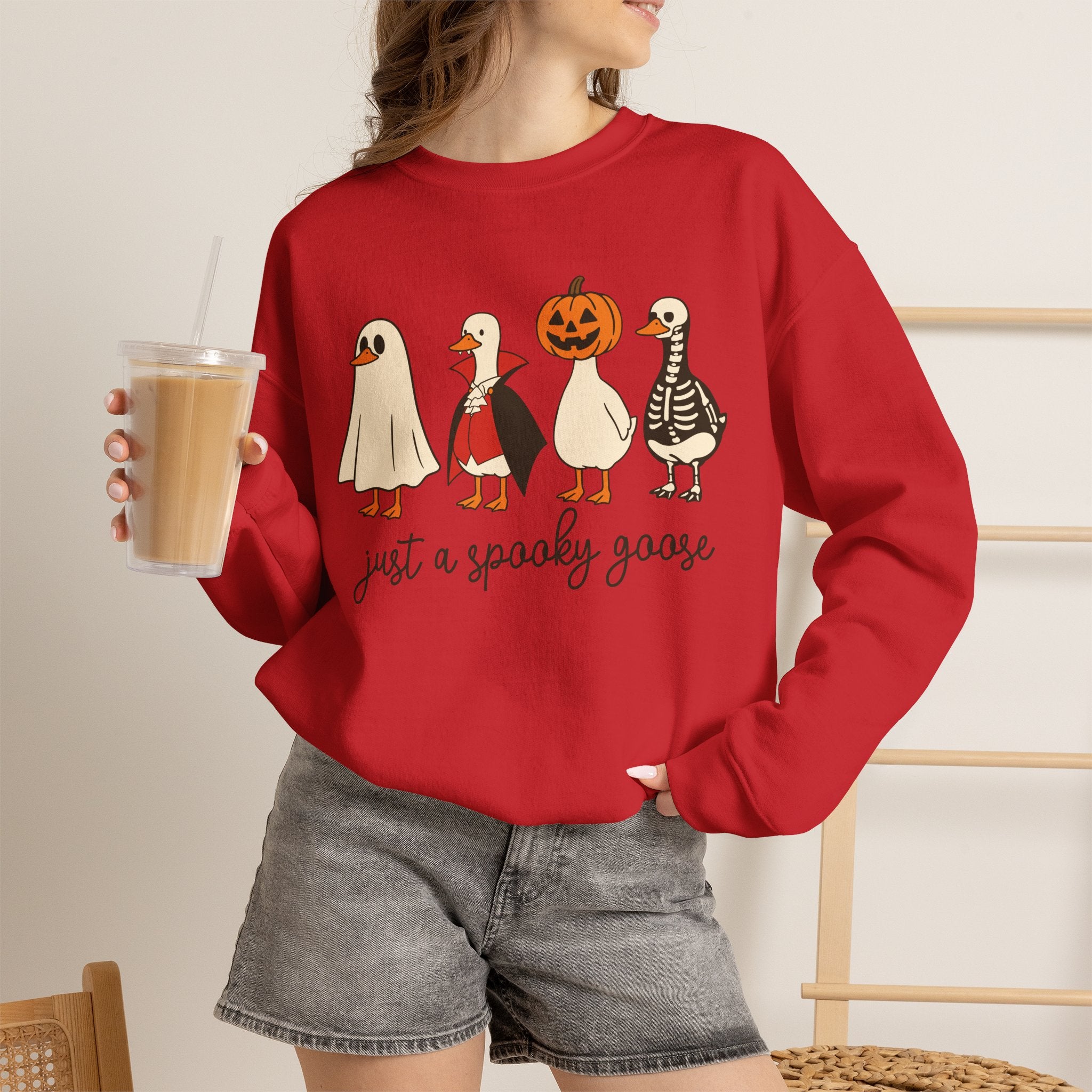 Just a Spooky Goose Sweatshirt — Cute Halloween Goose Crewneck