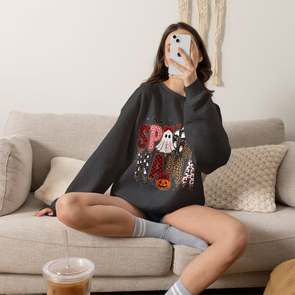 Spooky Mama Sweatshirt — Halloween Ghost Pumpkin Crewneck