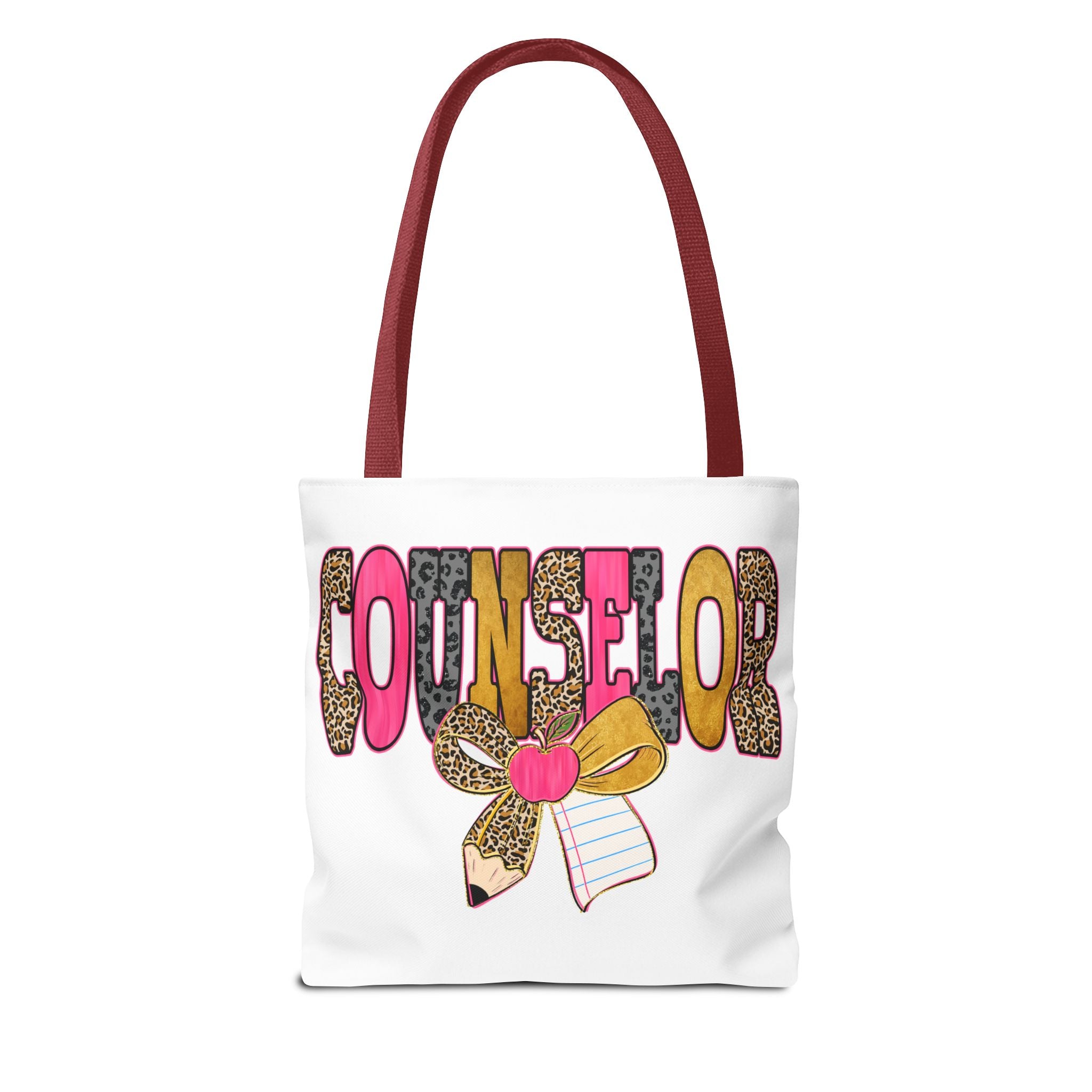 Counselor Tote Bag — Cute Leopard Pencil & Ribbon School Counselor Gift