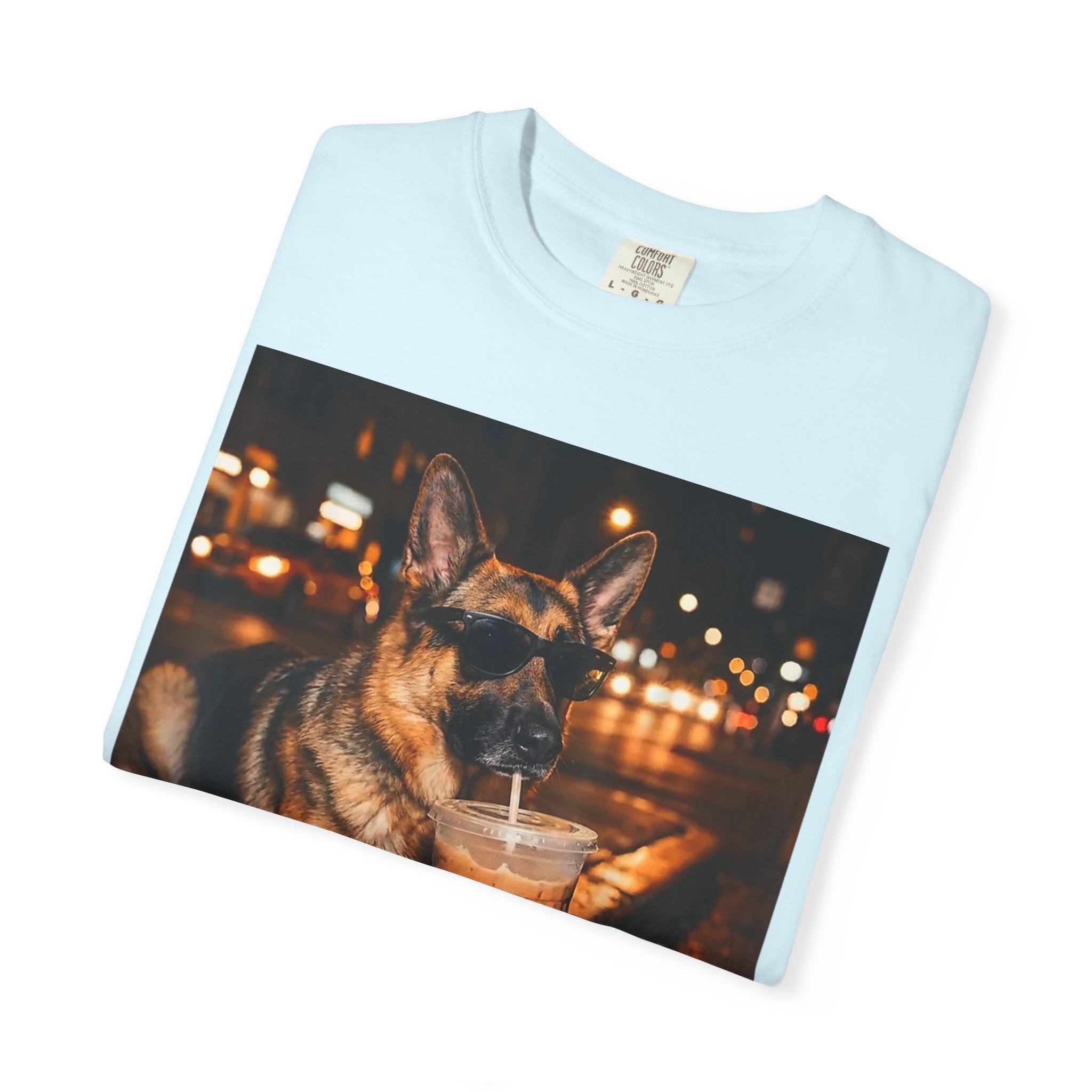 German Shepherd & Iced Coffee Photo T-Shirt — Dog