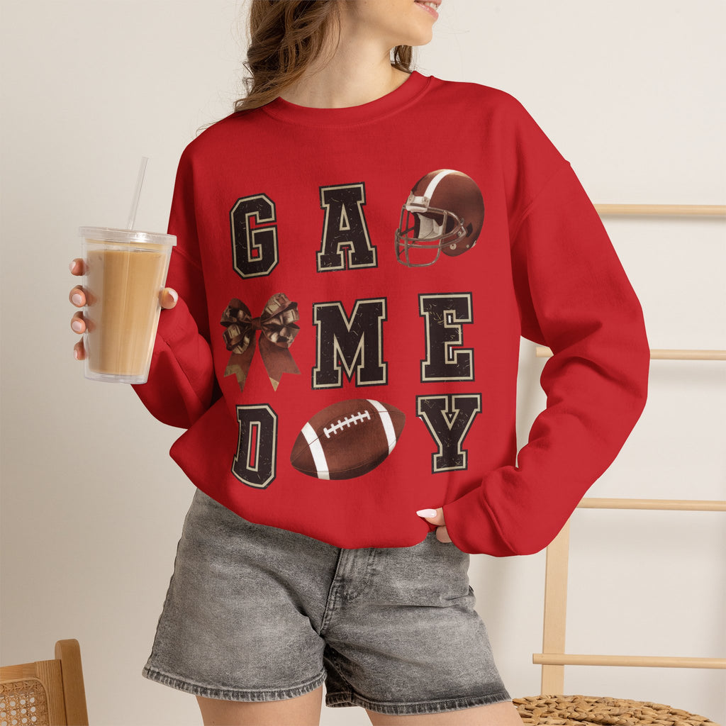 Game Day Sweatshirt — Football Helmet & Ball Crewneck