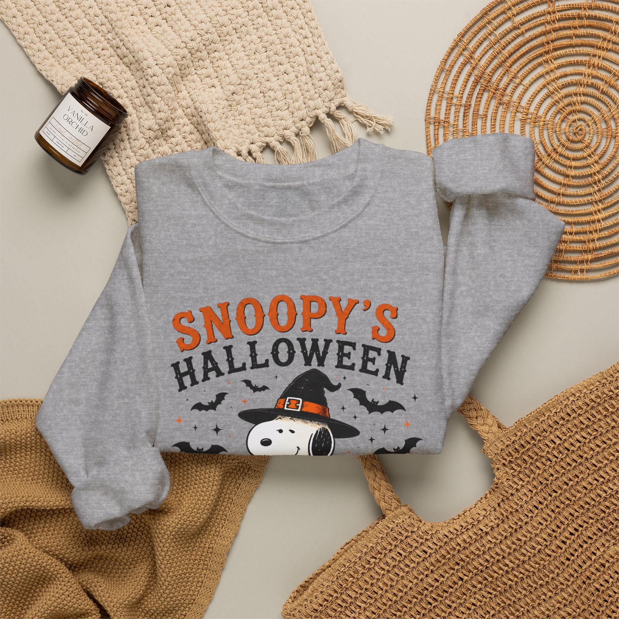Snoopy Halloween Crewneck Sweatshirt – Spooky Season Trick-or-Treat Design