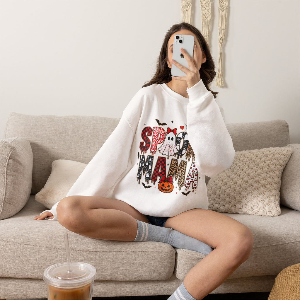 Spooky Mama Sweatshirt — Halloween Ghost Pumpkin Crewneck