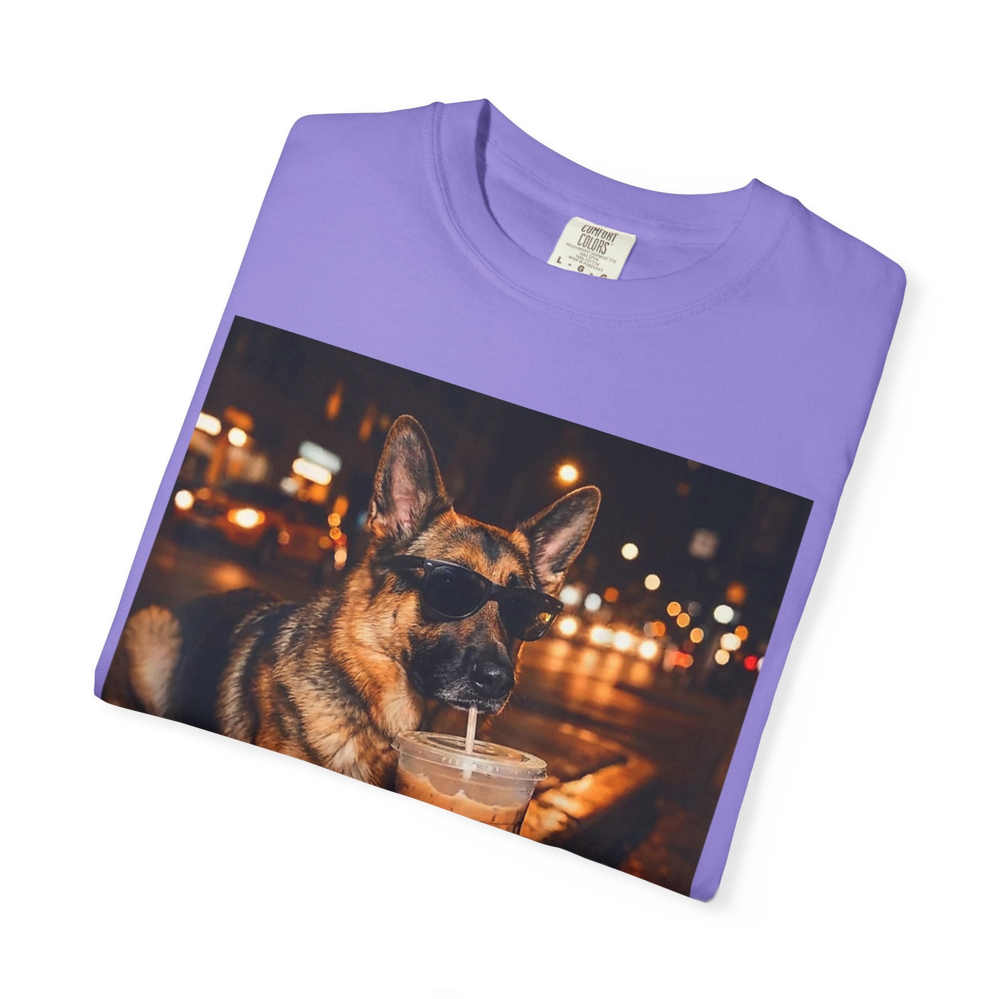 German Shepherd & Iced Coffee Photo T-Shirt — Dog