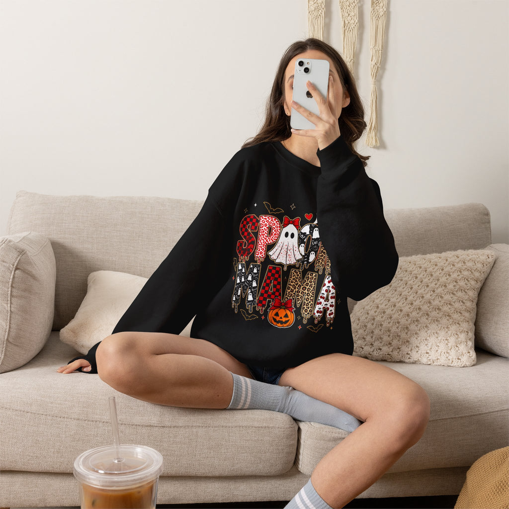 Spooky Mama Sweatshirt — Halloween Ghost Pumpkin Crewneck