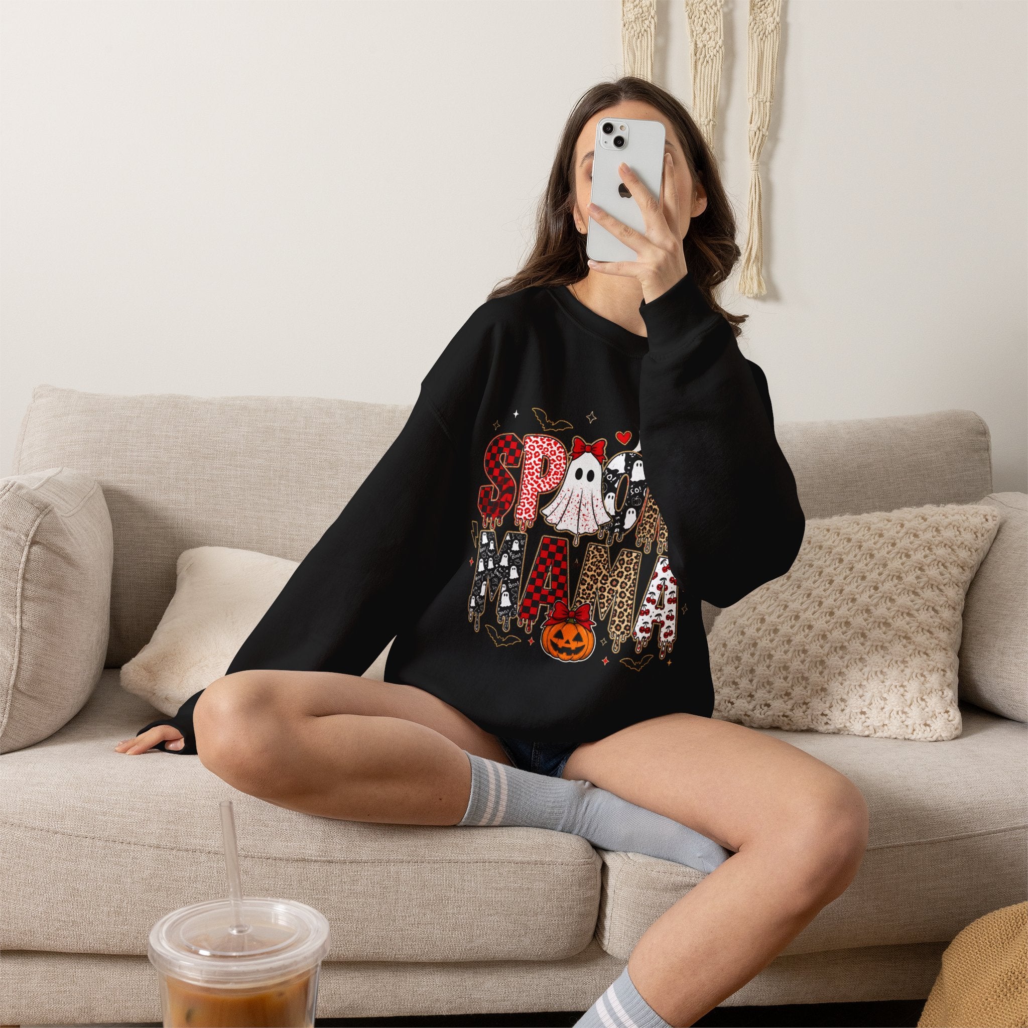 Spooky Mama Sweatshirt — Halloween Ghost Pumpkin Crewneck