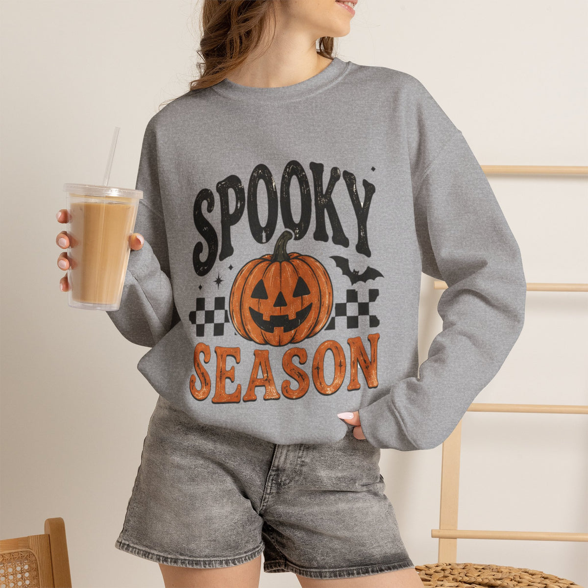 Spooky Season Sweatshirt — Pumpkin Jack-O'-Lantern Halloween Crewneck