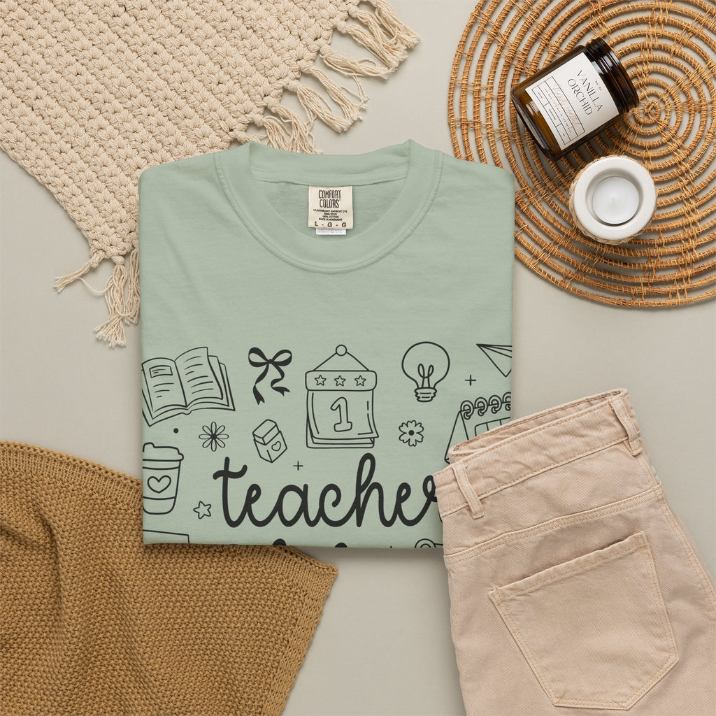 Teacher Life T-Shirt — School Supplies Sketch Graphic Tee