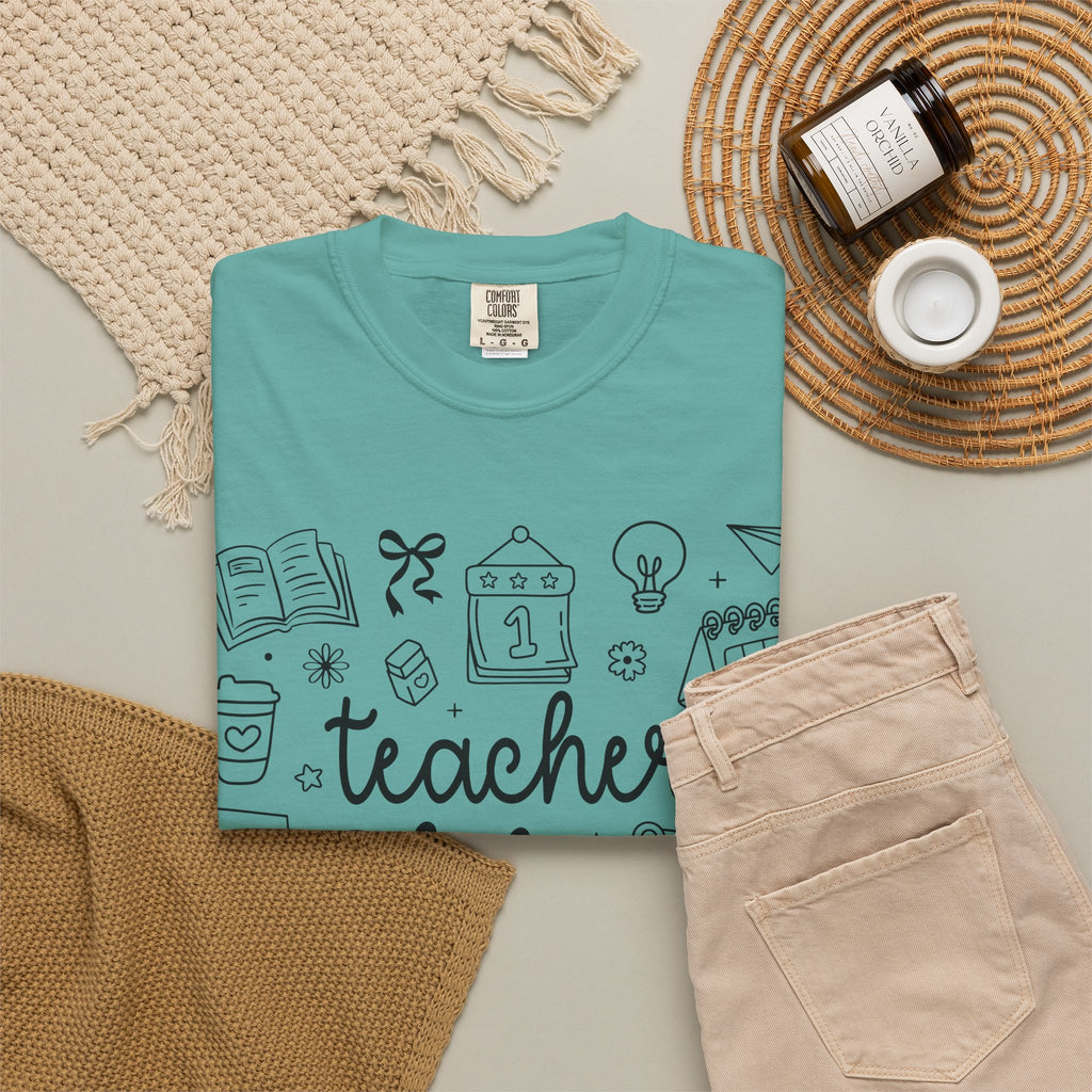 Teacher Life T-Shirt — School Supplies Sketch Graphic Tee