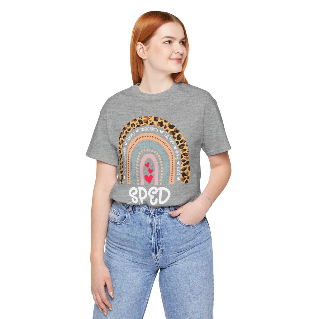 Leopard Rainbow Tee — Cute Pastel Heart Rainbow Graphic T-Shirt