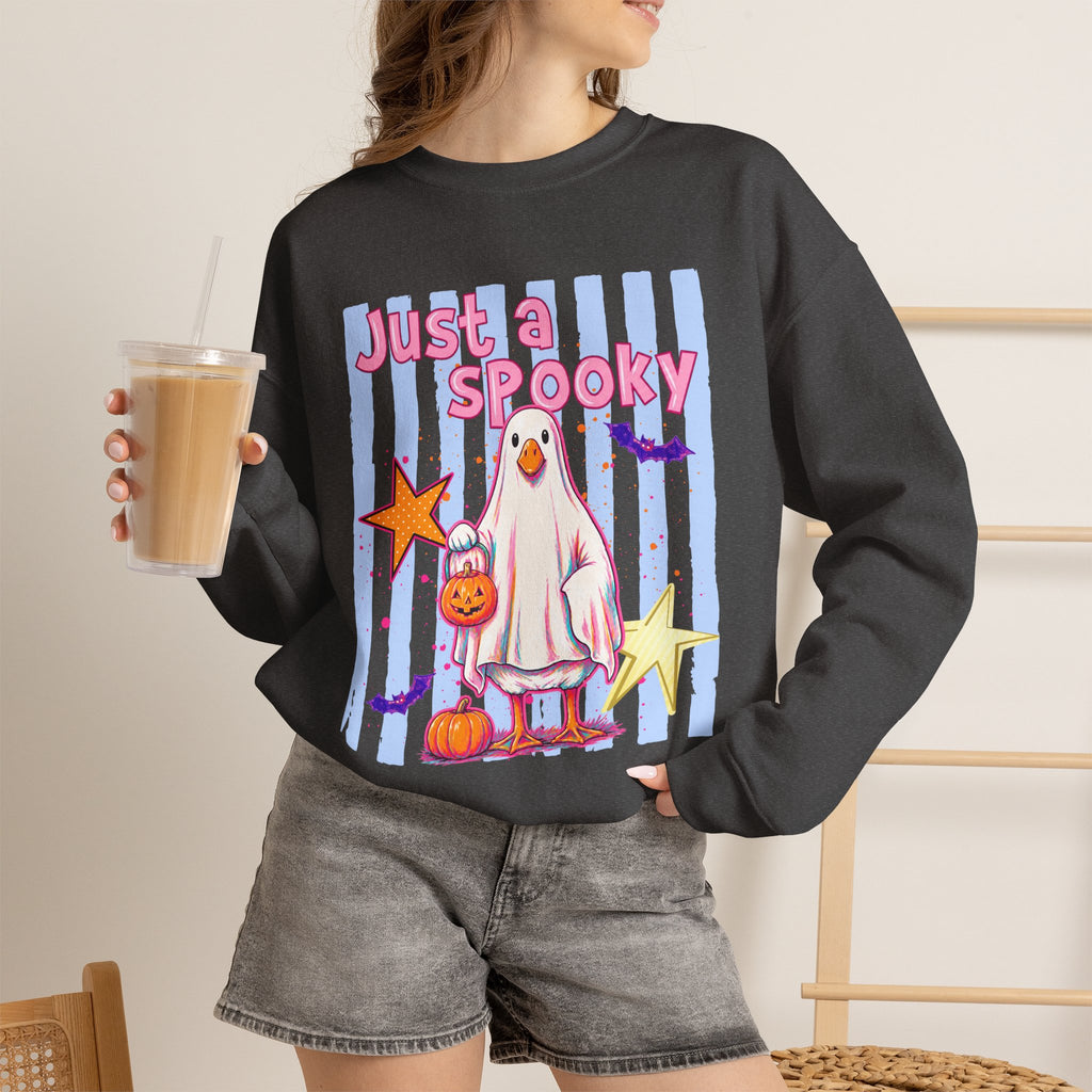 Ghost Costume Sweatshirt — "Just a Spooky" Cute Halloween Crewneck