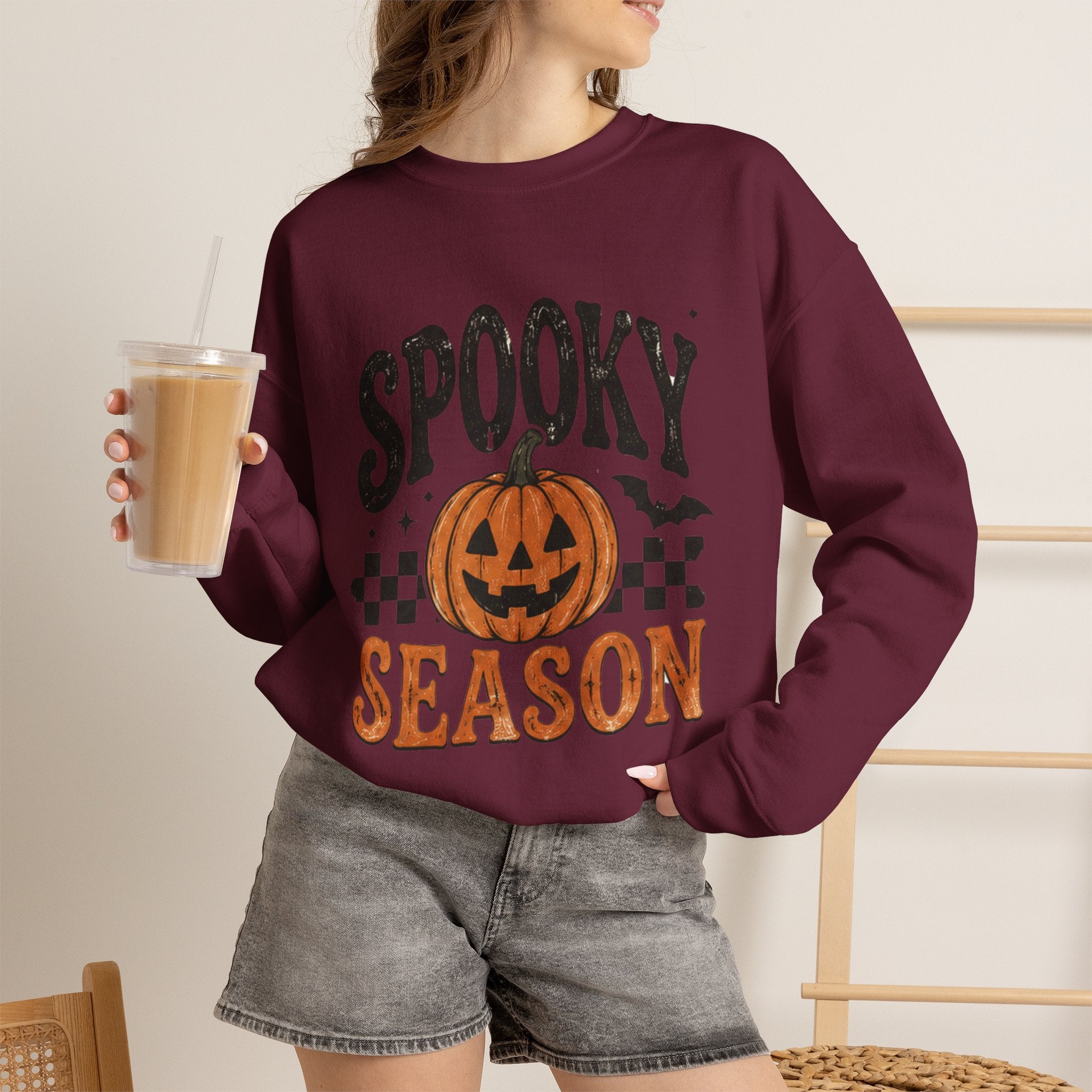 Spooky Season Sweatshirt — Pumpkin Jack-O'-Lantern Halloween Crewneck