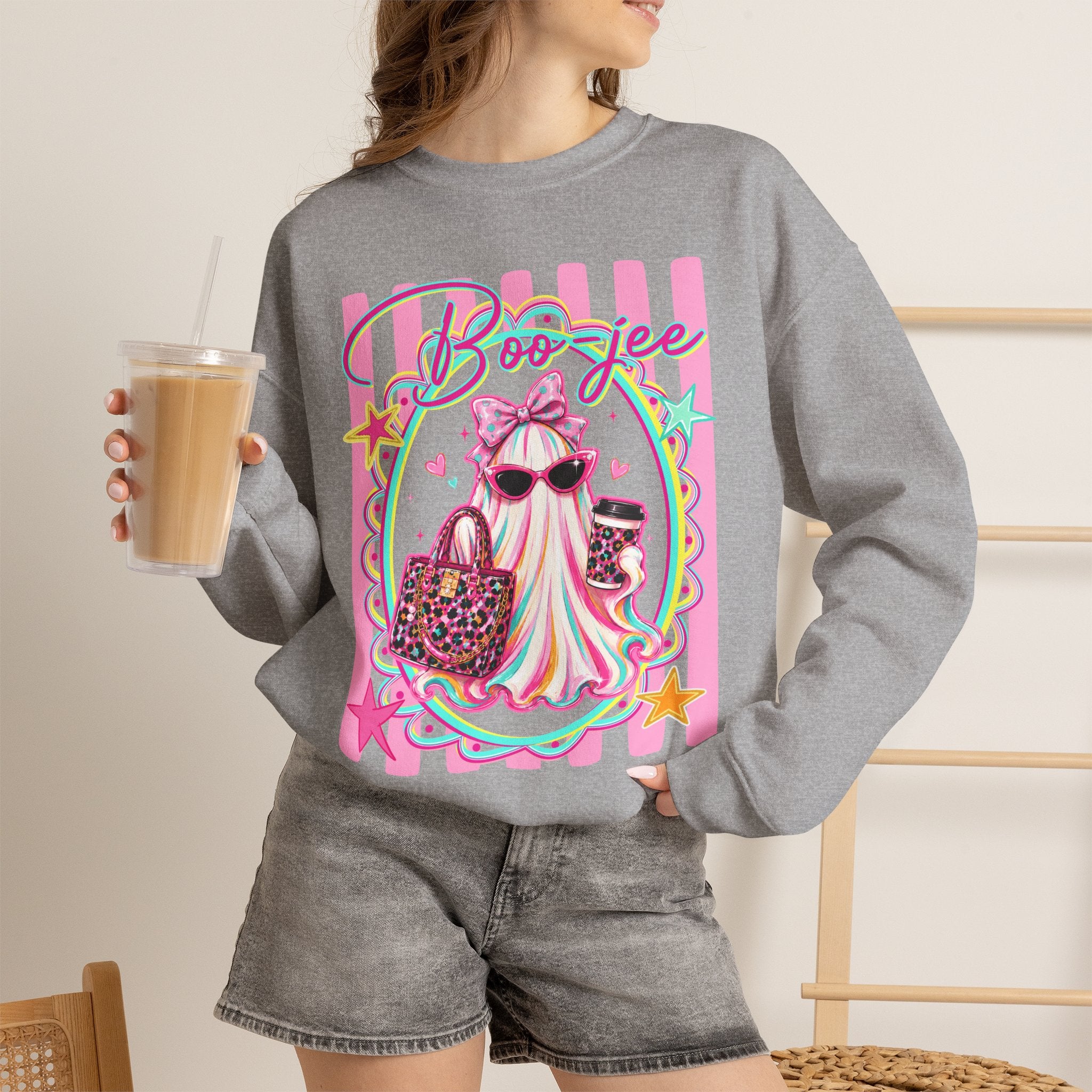 Halloween Crewneck Sweatshirt — "Boo-jee" Cute Ghost Fashion Graphic