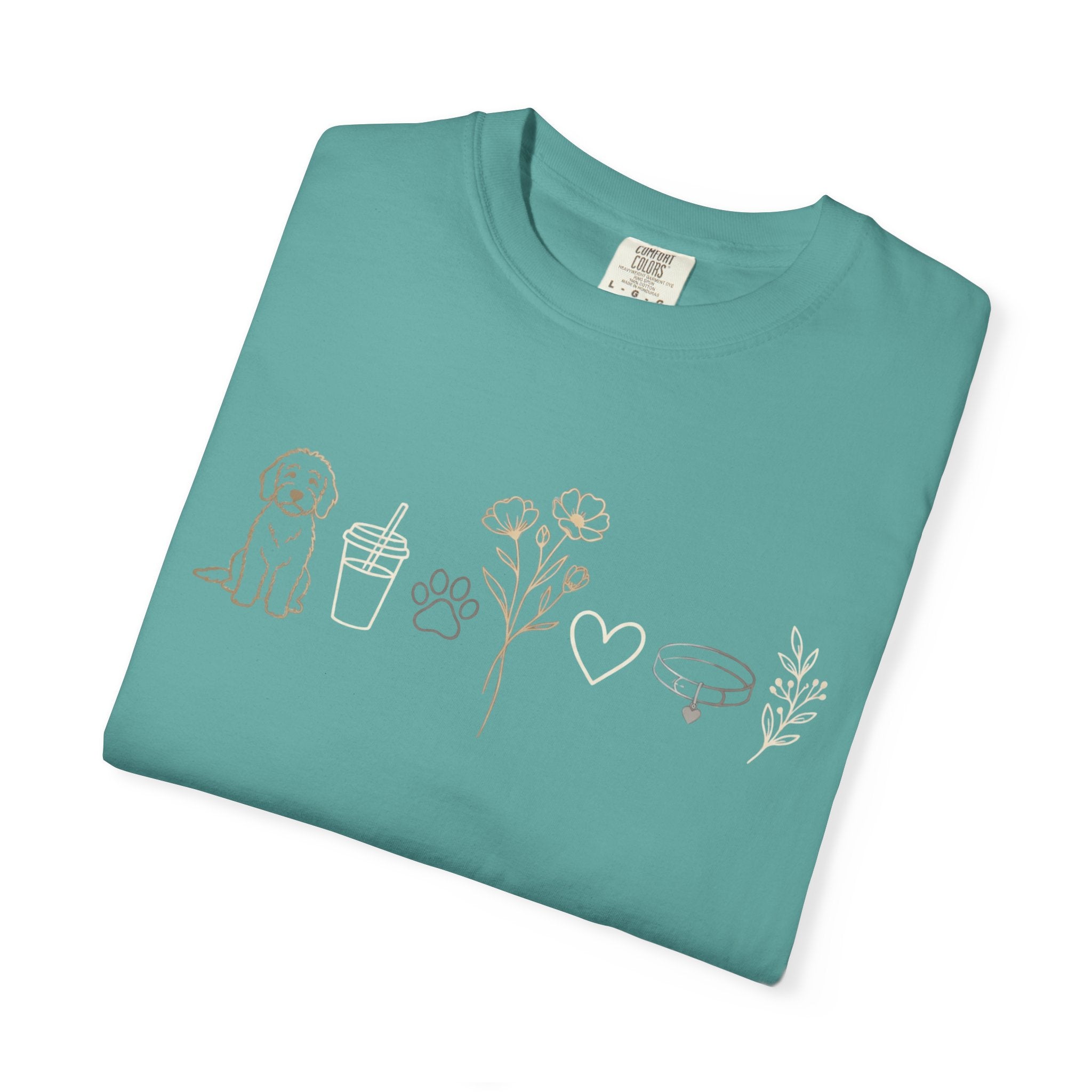 Doodle & Wildflower T-Shirt — Minimal Line Art Dog Tee