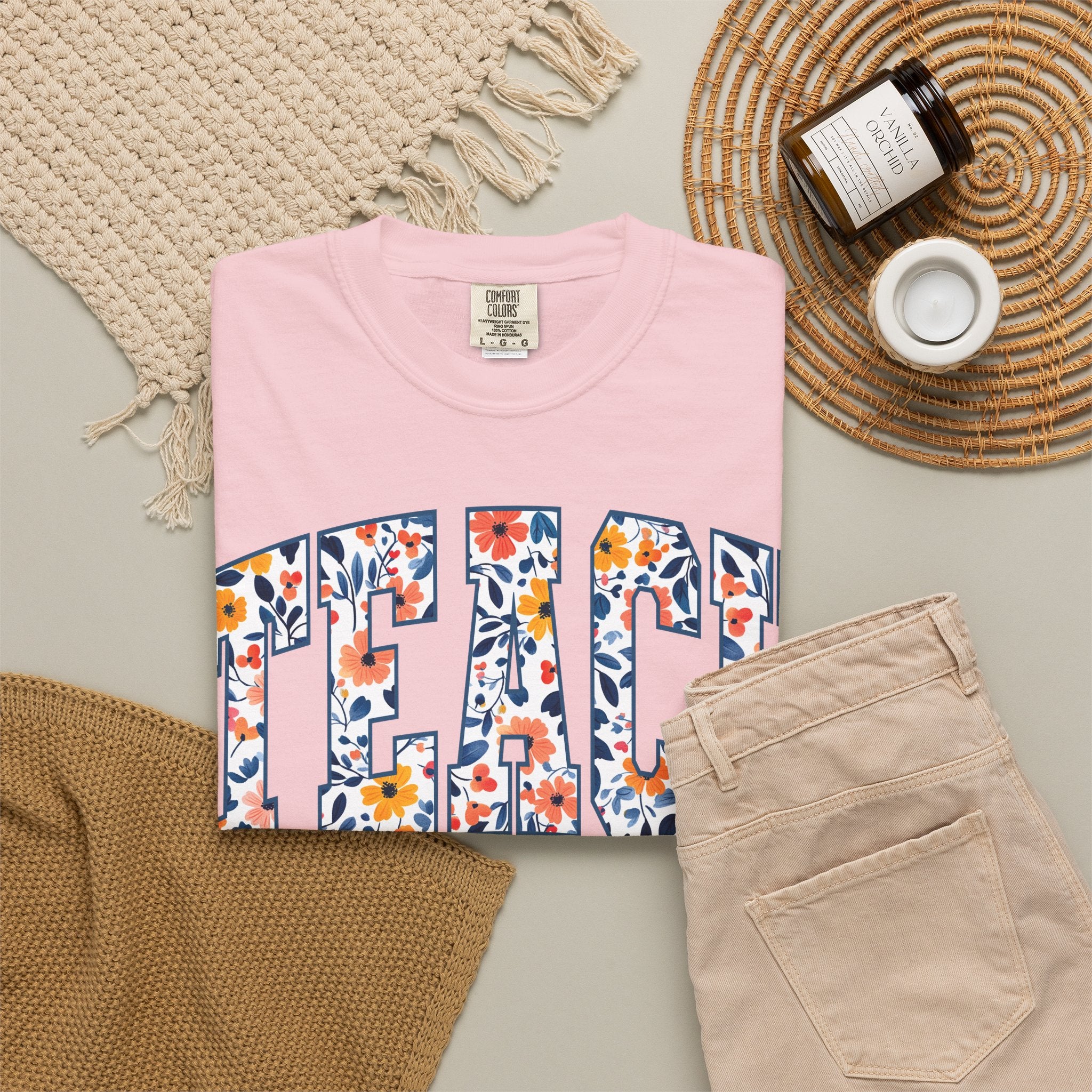 Teach Floral T‑Shirt — Floral Pattern TEACH Teacher Appreciation Gift