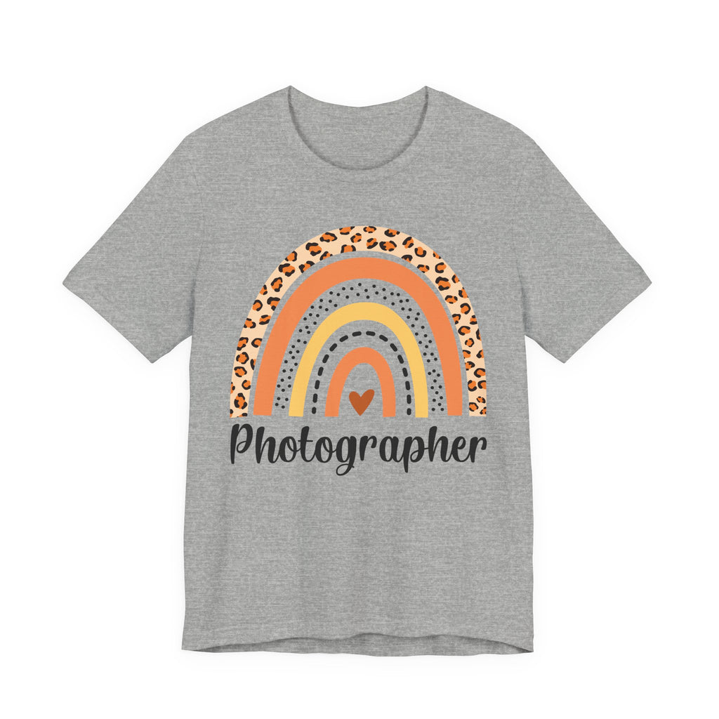 Photographer Rainbow Tee — Leopard Print Rainbow Graphic T-Shirt for Photographers