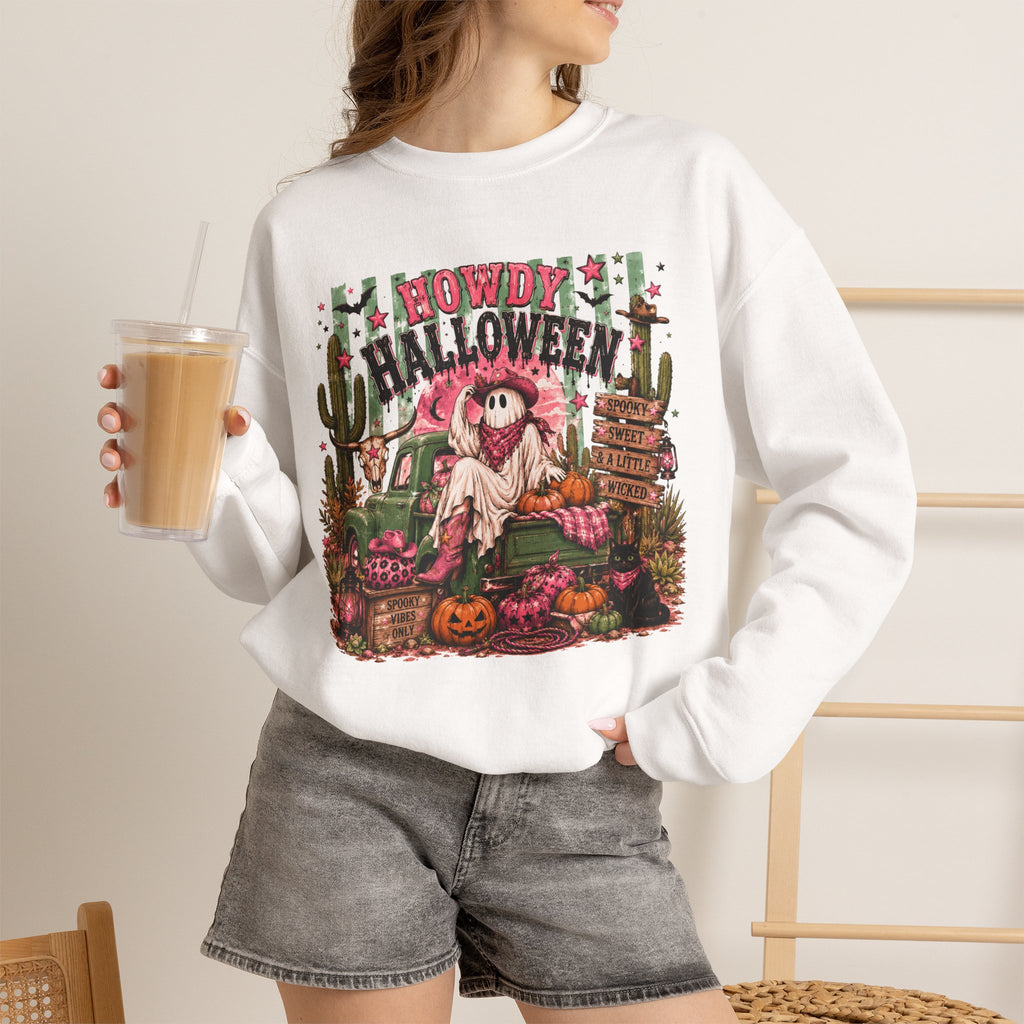Howdy Halloween Crewneck Sweatshirt – Southwestern Ghost Pumpkin Fall Sweatshirt