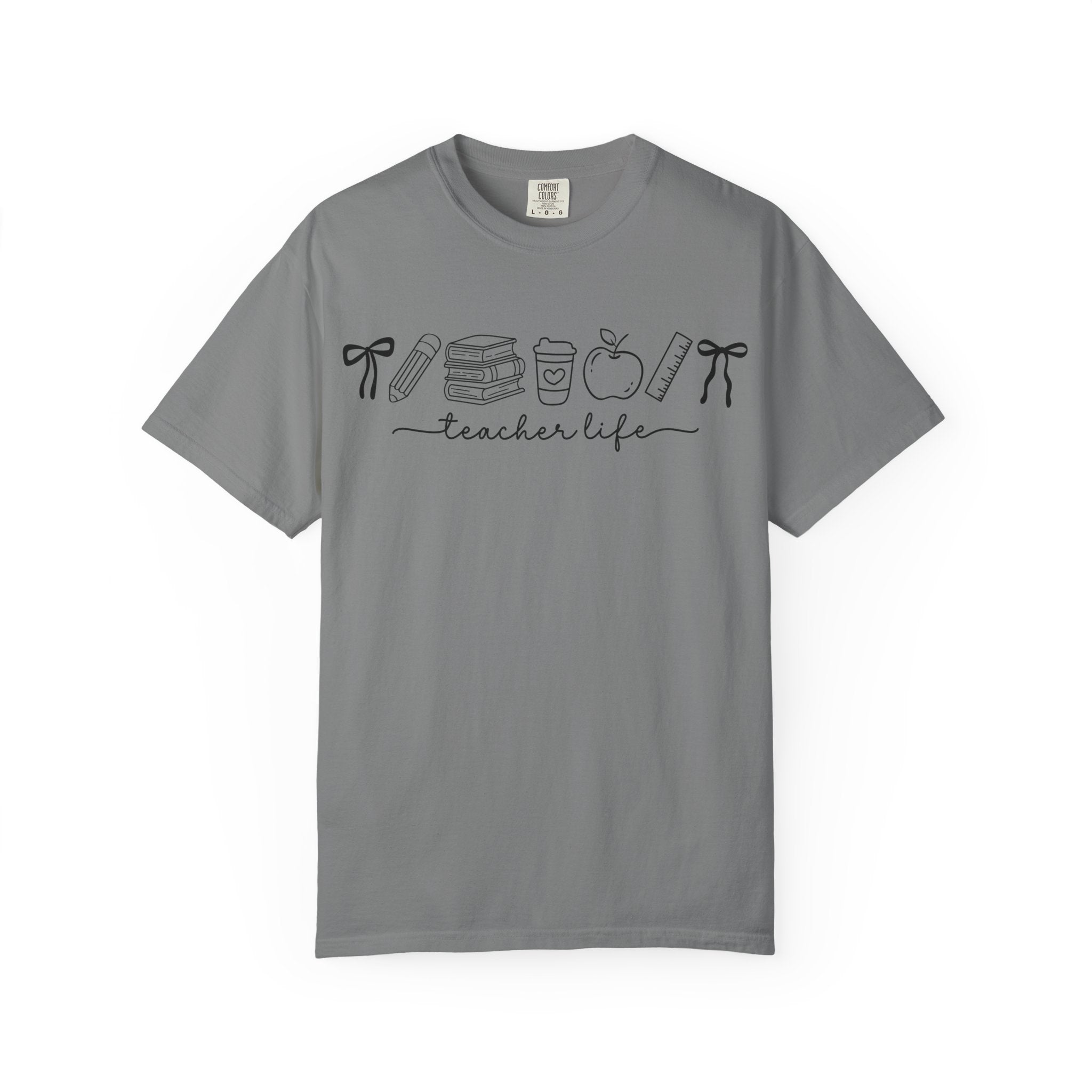 Teacher Life Tee — Minimalist Apple, Books & Coffee Graphic T-Shirt