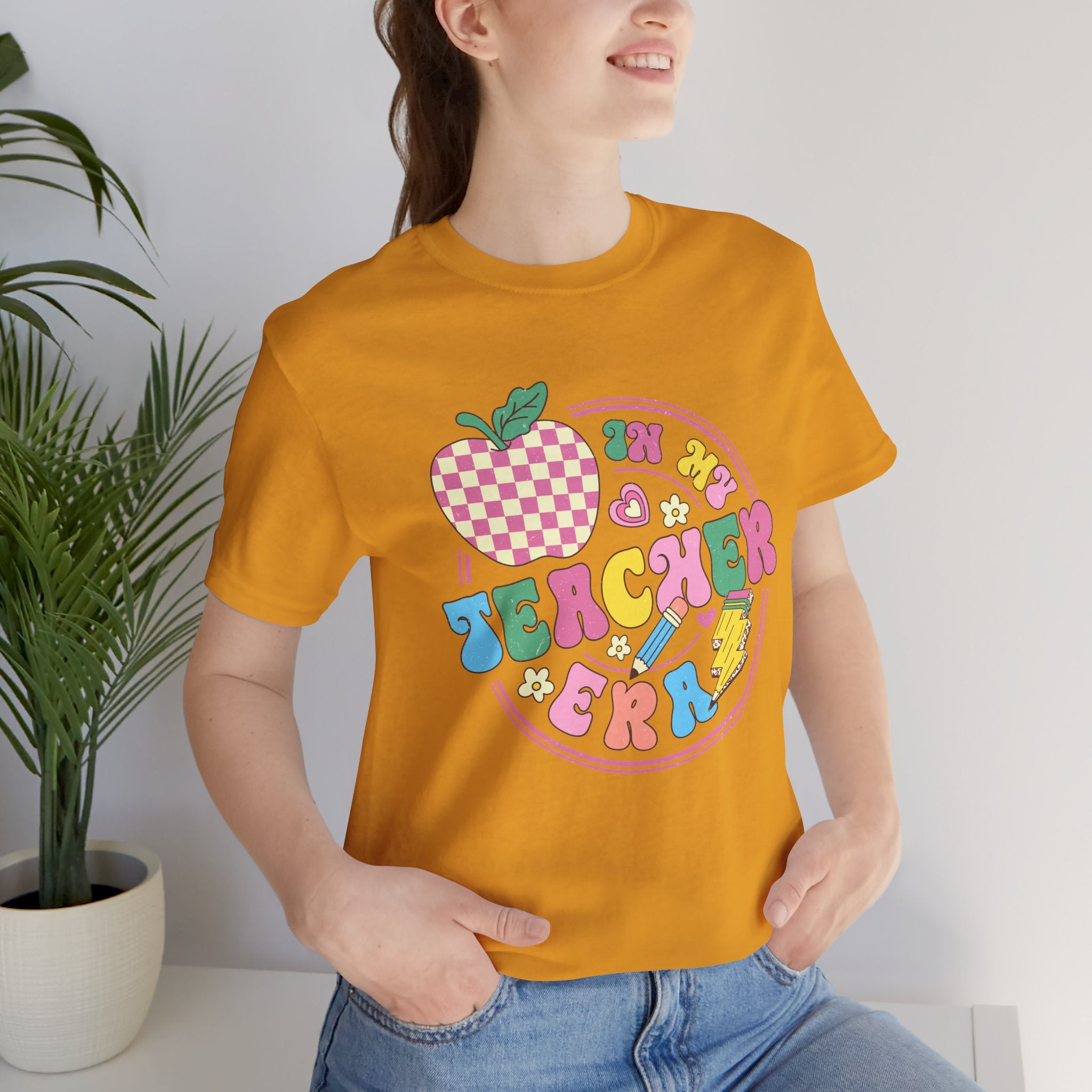 Teacher Vibes Tee — Cute Retro Apple Classroom Graphic T-Shirt
