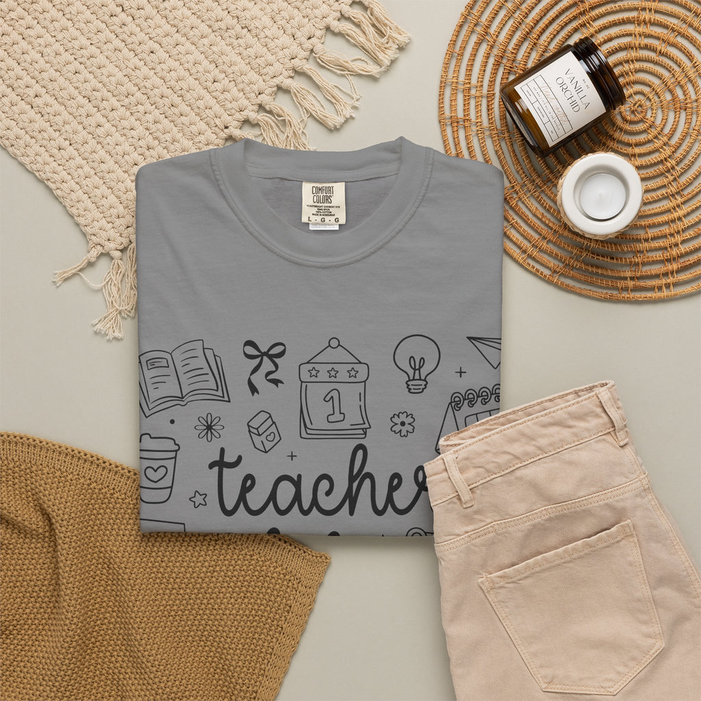 Teacher Life T-Shirt — School Supplies Sketch Graphic Tee