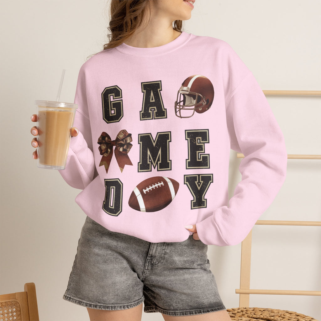 Game Day Sweatshirt — Football Helmet & Ball Crewneck