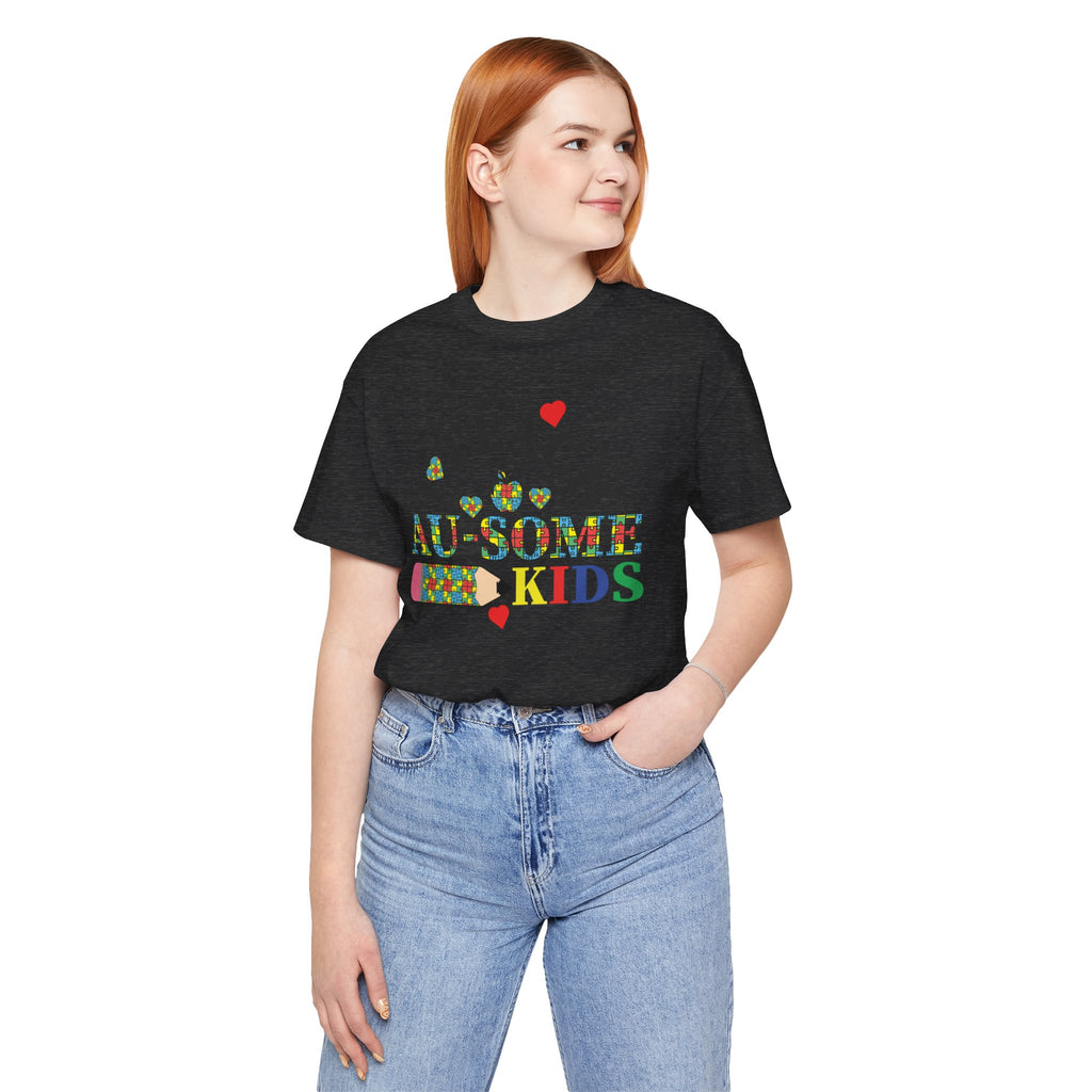 I Teach Awesome Kids T-Shirt — Colorful Autism Awareness Teacher Tee