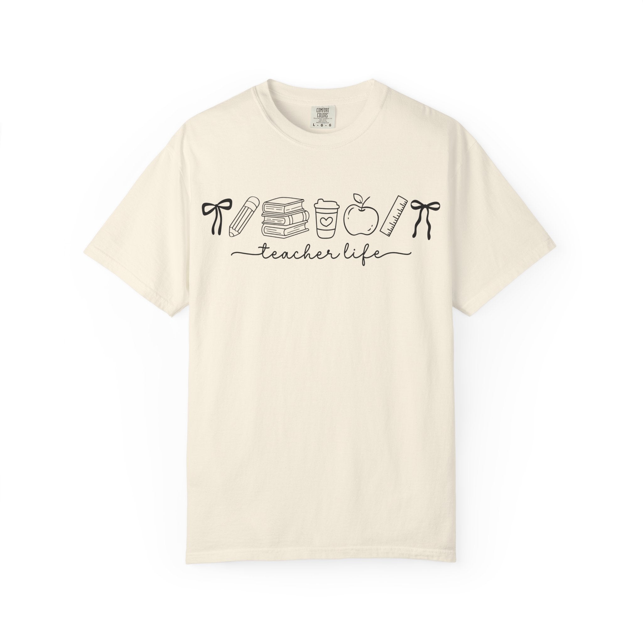 Teacher Life Tee — Minimalist Apple, Books & Coffee Graphic T-Shirt