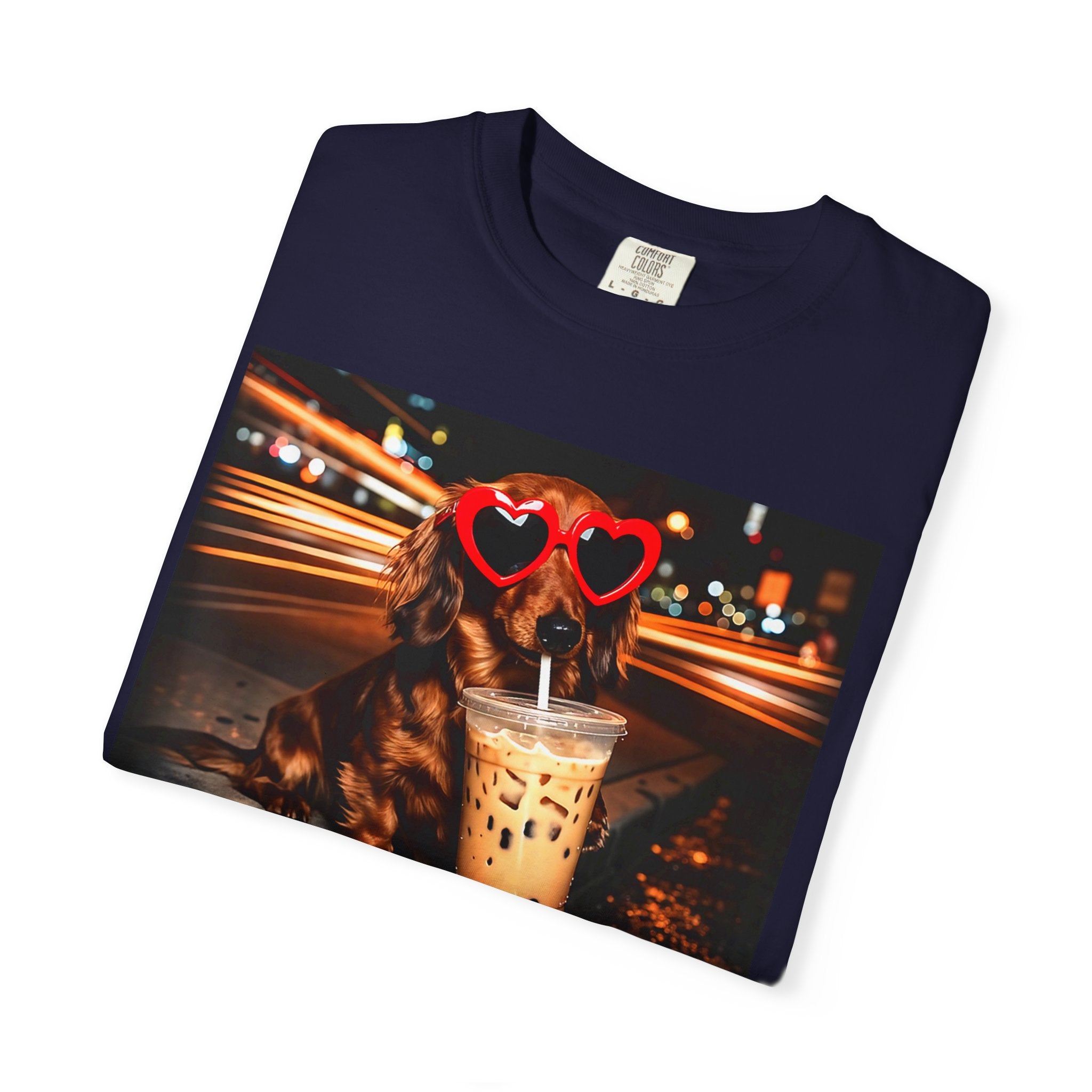 Dachshund with Heart Sunglasses & Bubble Tea T-Shirt