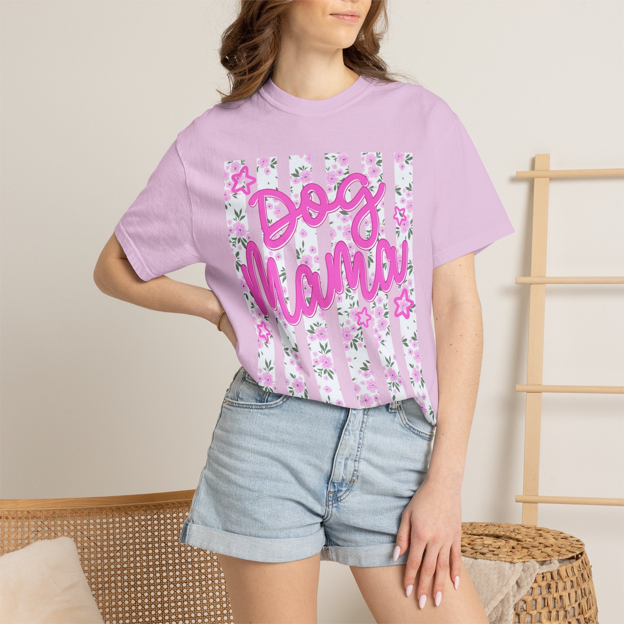 Dog Mama Floral Flag T-Shirt
