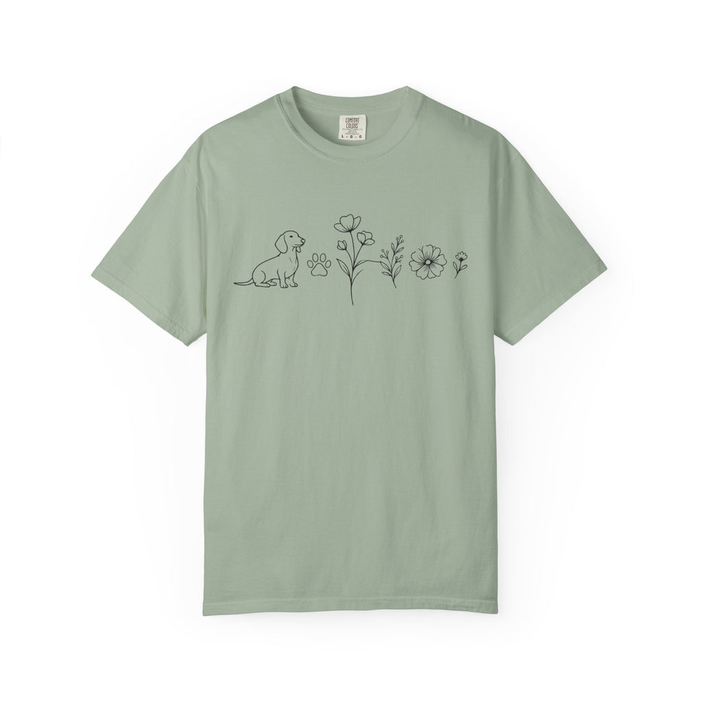 Dachshund Dog & Wildflowers Graphic T-Shirt
