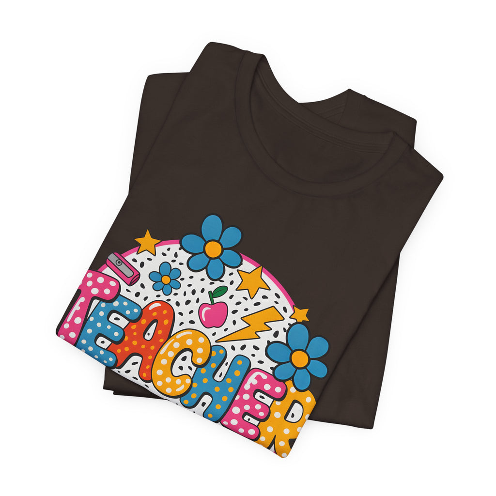 Teacher Doodle Graphic Tee — Colorful School Supplies Design