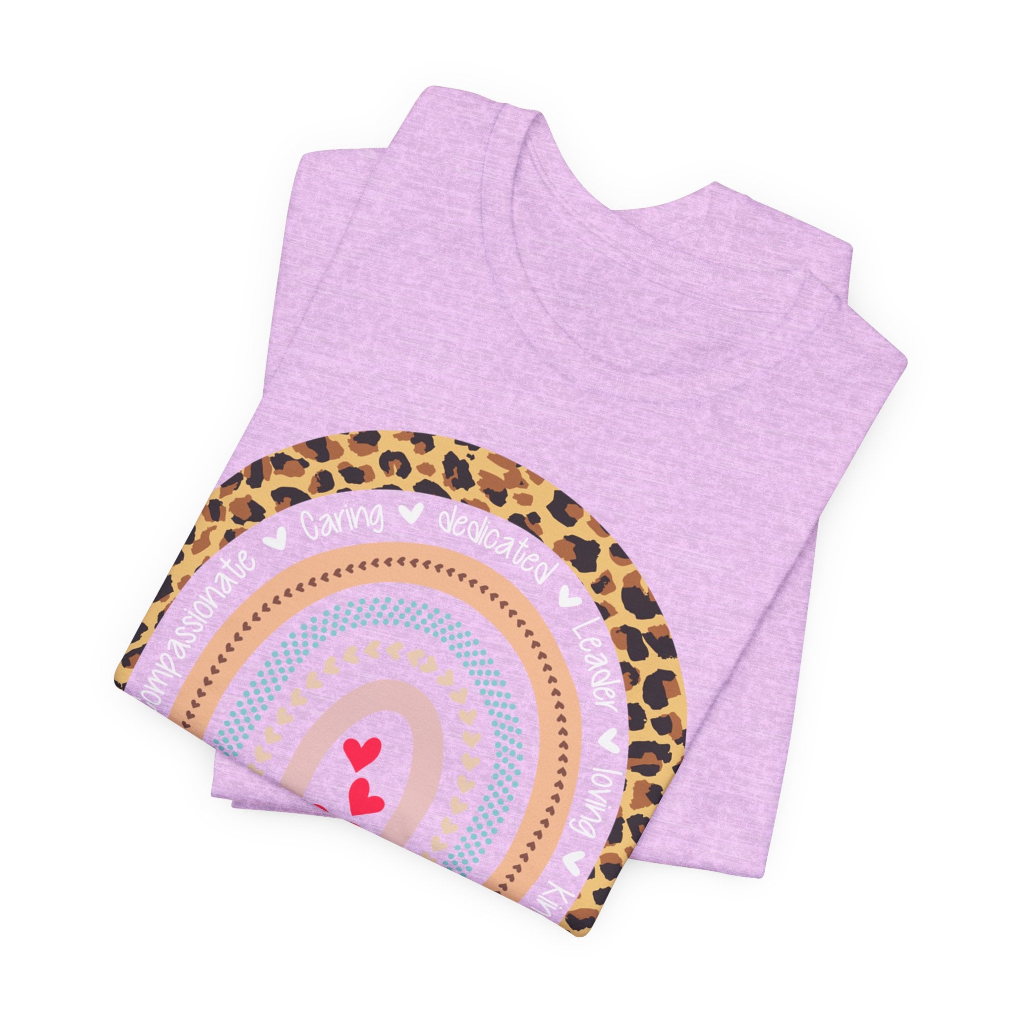Leopard Rainbow Tee — Cute Pastel Heart Rainbow Graphic T-Shirt