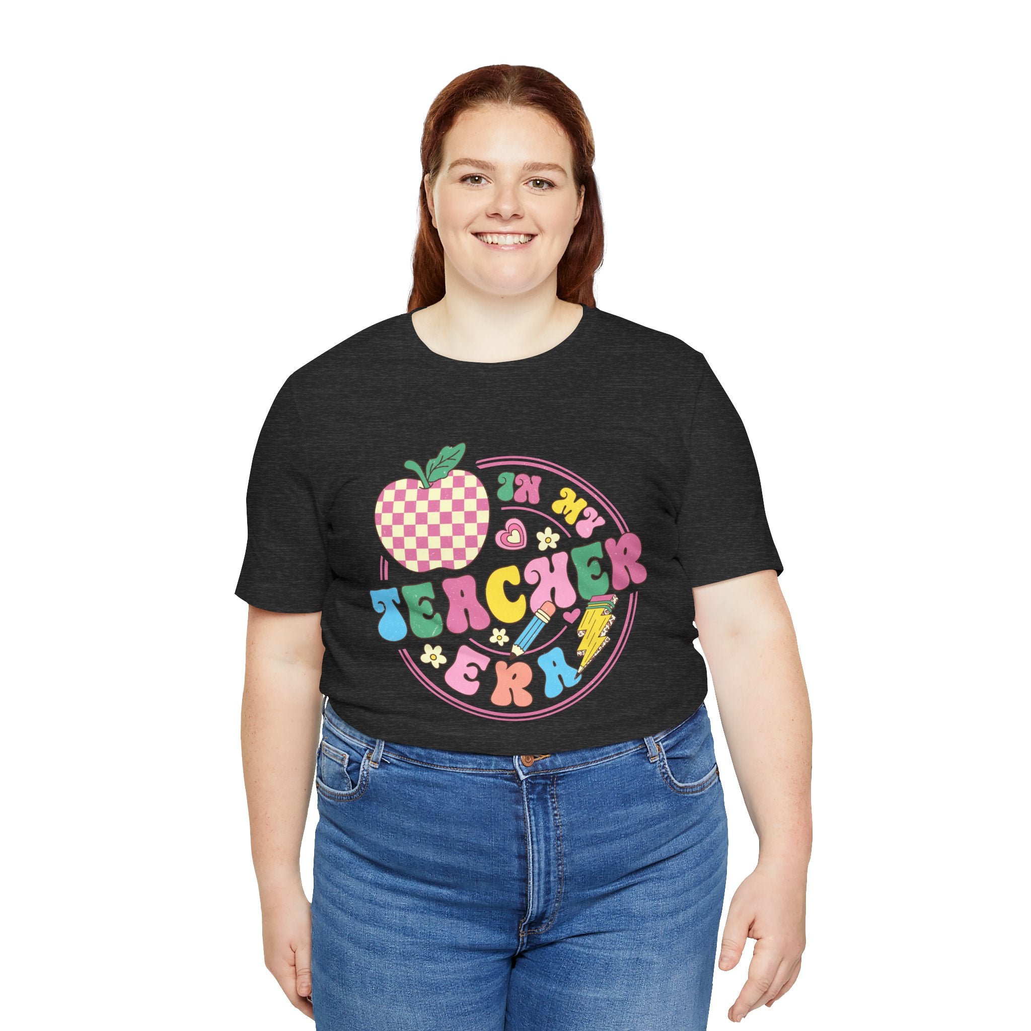Teacher Vibes Tee — Cute Retro Apple Classroom Graphic T-Shirt