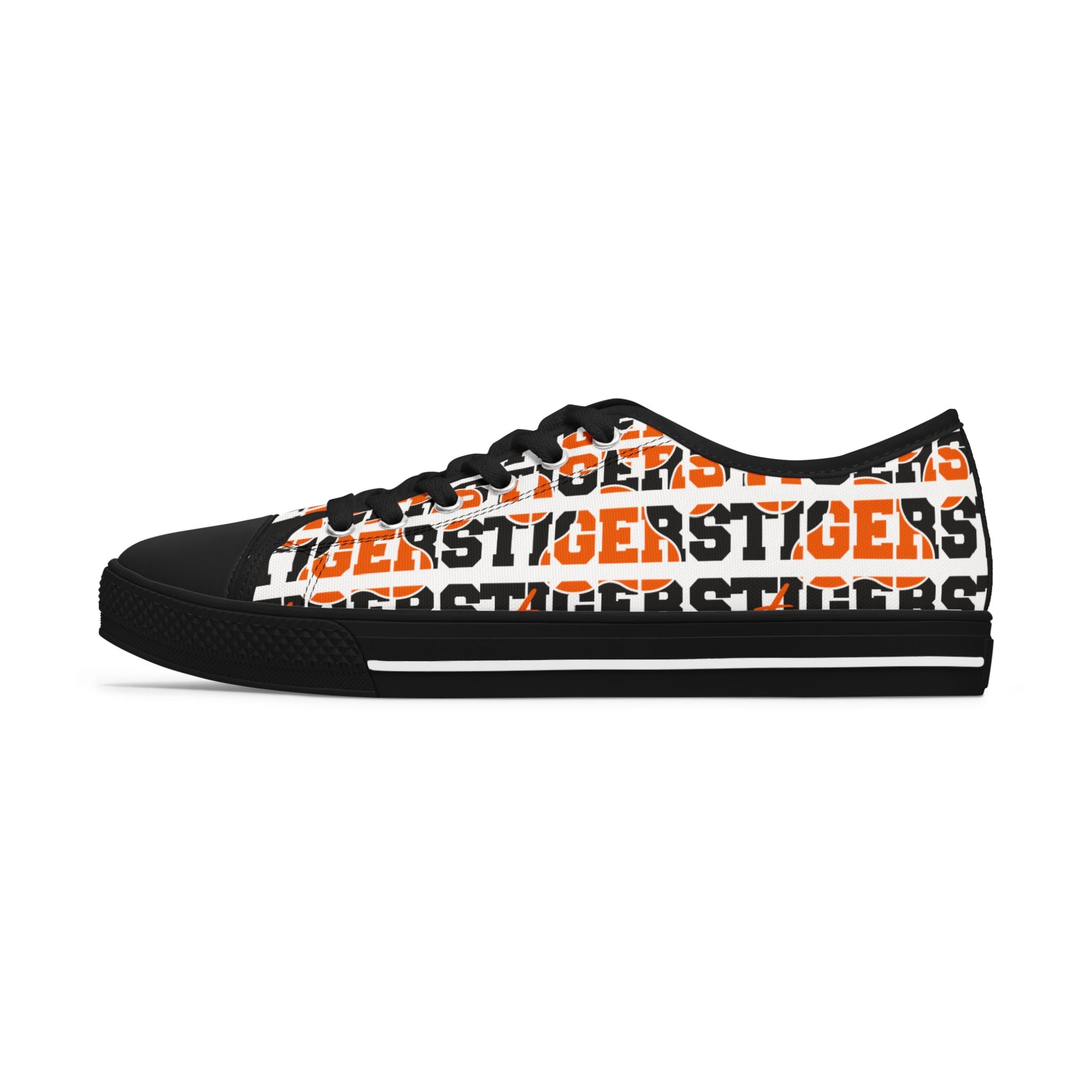 Women's Low Top Sneakers — 'TIGERS' Orange & Black Team Spirit