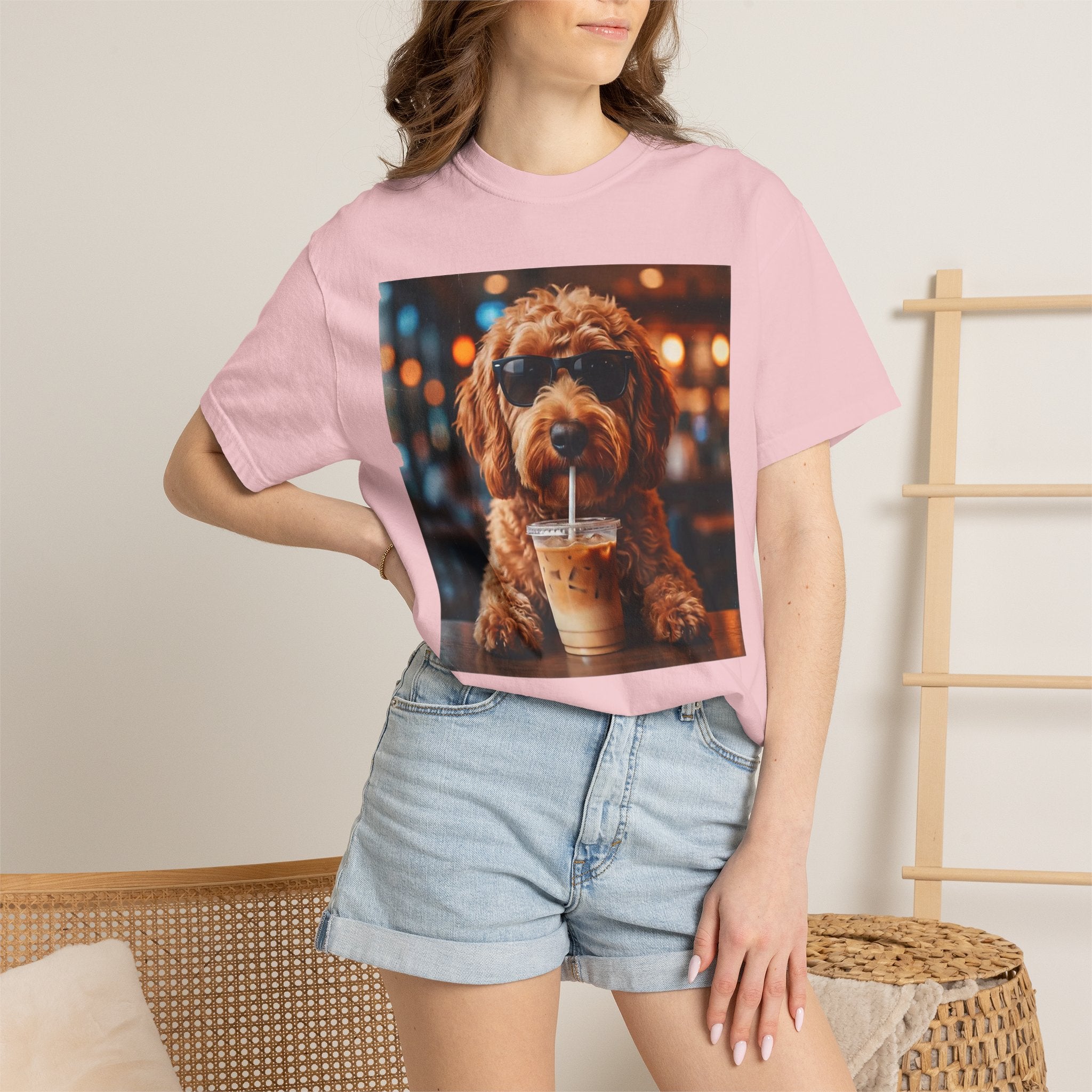 Cool Dog Drinking Iced Coffee T-Shirt