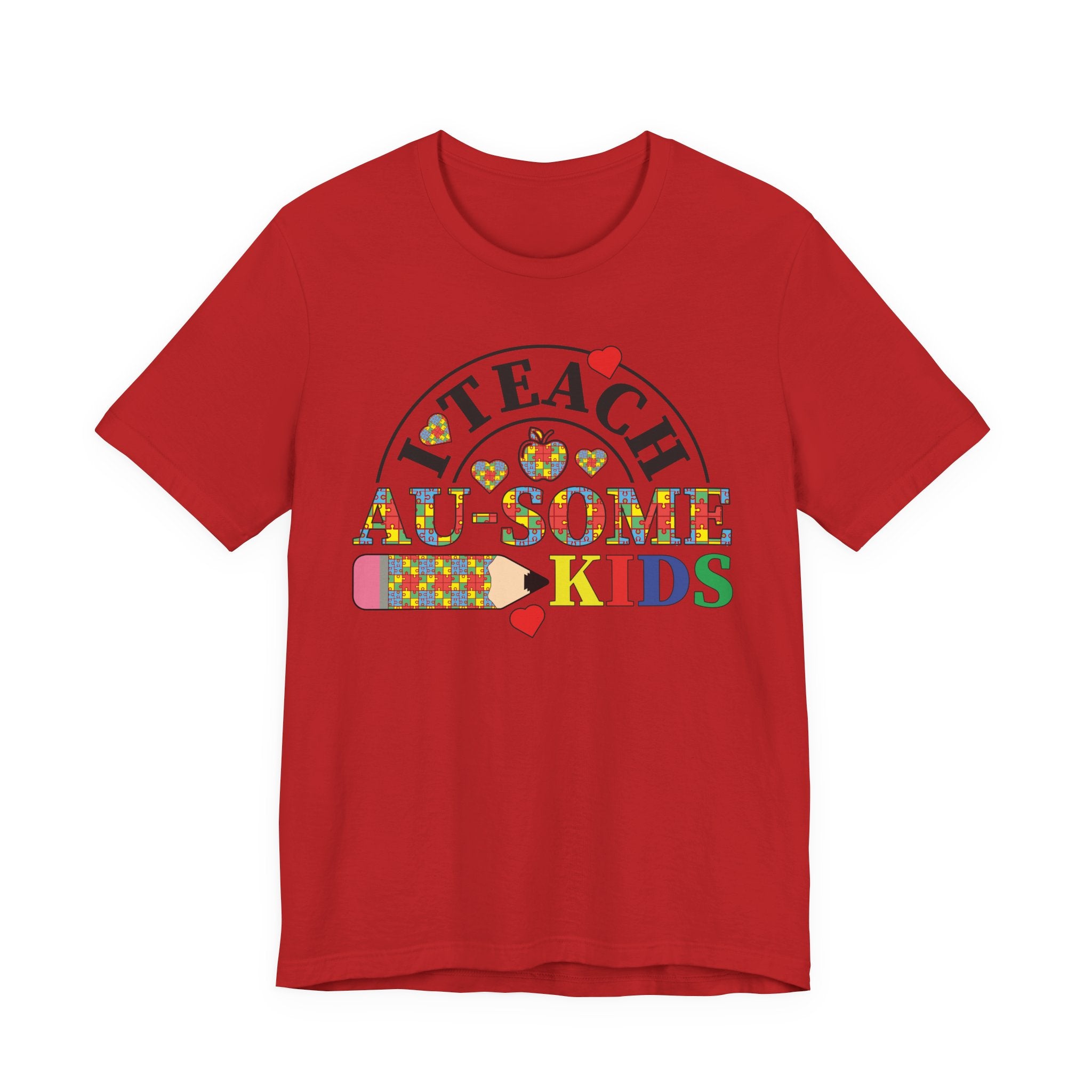 I Teach Awesome Kids T-Shirt — Colorful Autism Awareness Teacher Tee