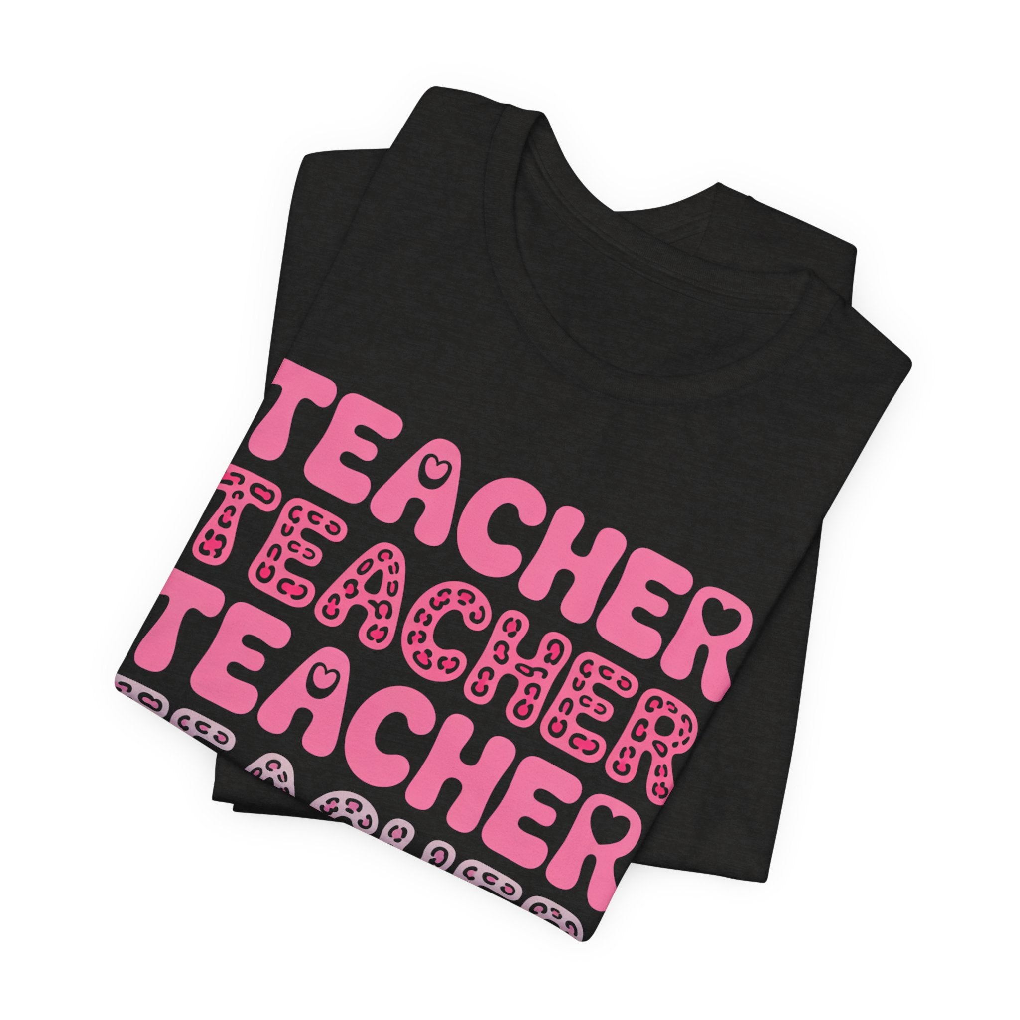 Teacher Repeating Pink Typography T‑Shirt
