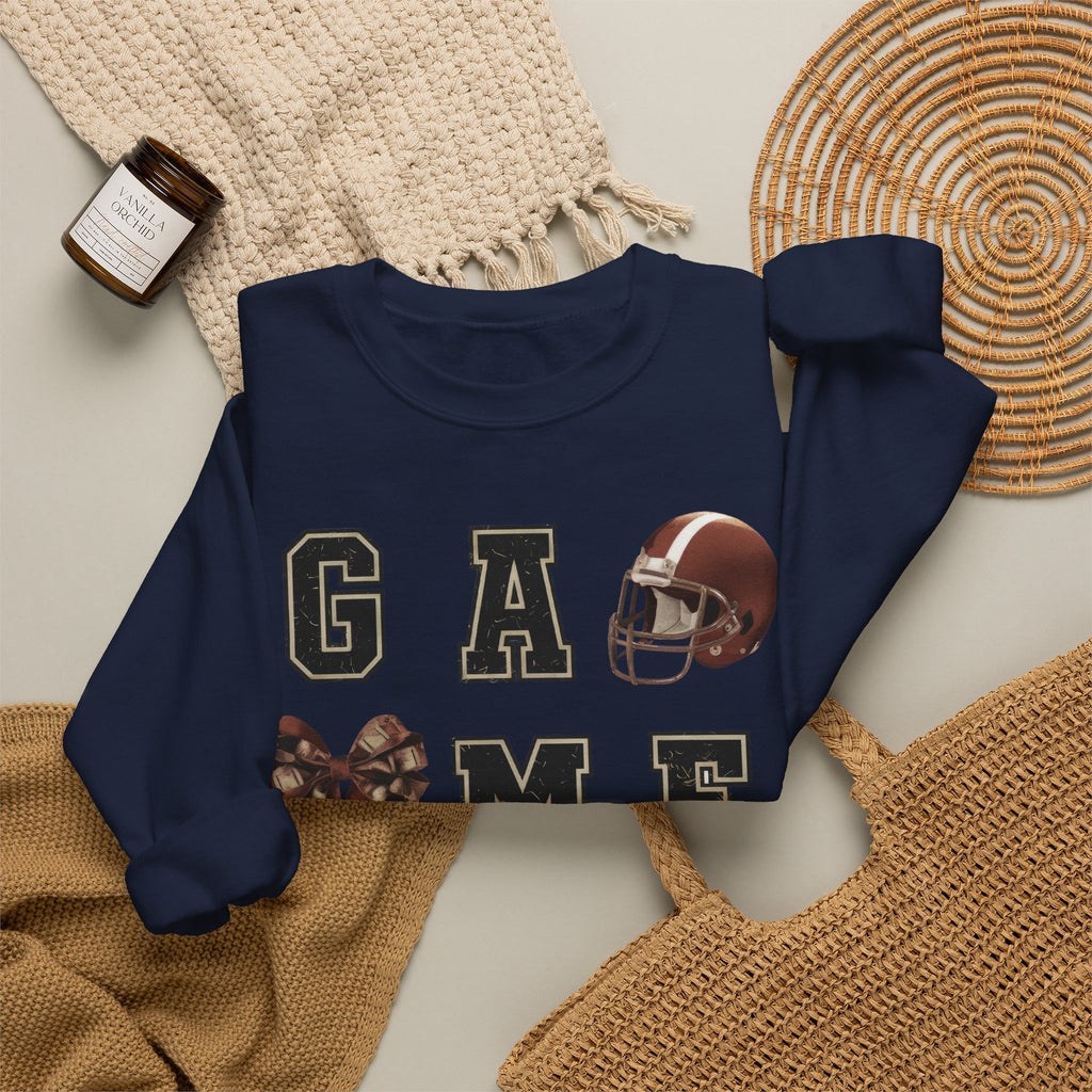 Game Day Sweatshirt — Football Helmet & Ball Crewneck