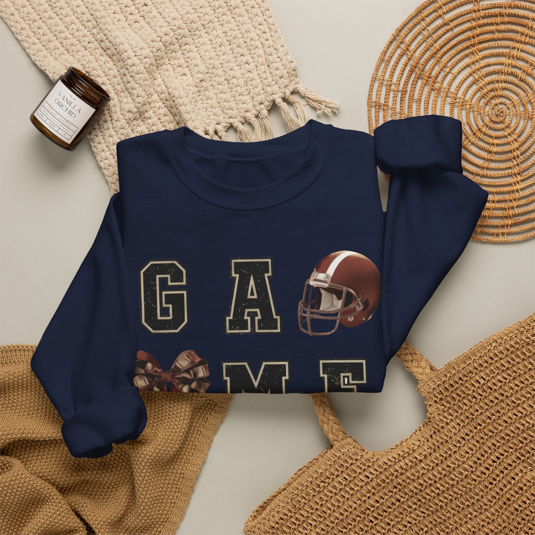 Game Day Sweatshirt — Football Helmet & Ball Crewneck