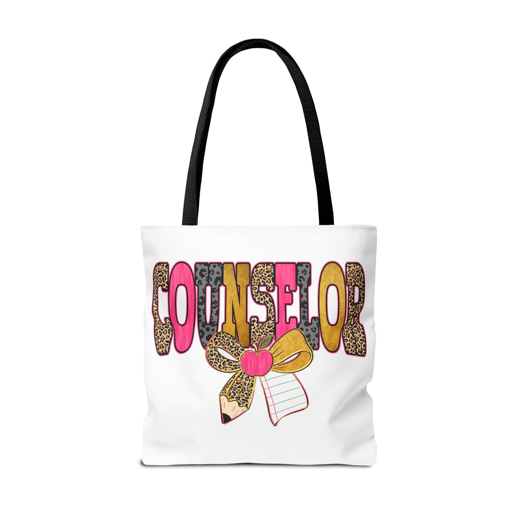 Counselor Tote Bag — Cute Leopard Pencil & Ribbon School Counselor Gift