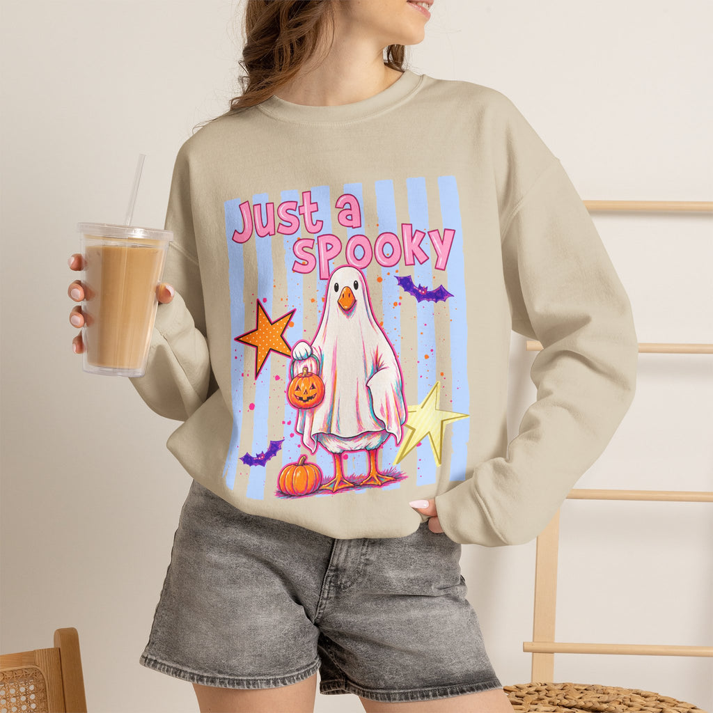 Ghost Costume Sweatshirt — "Just a Spooky" Cute Halloween Crewneck