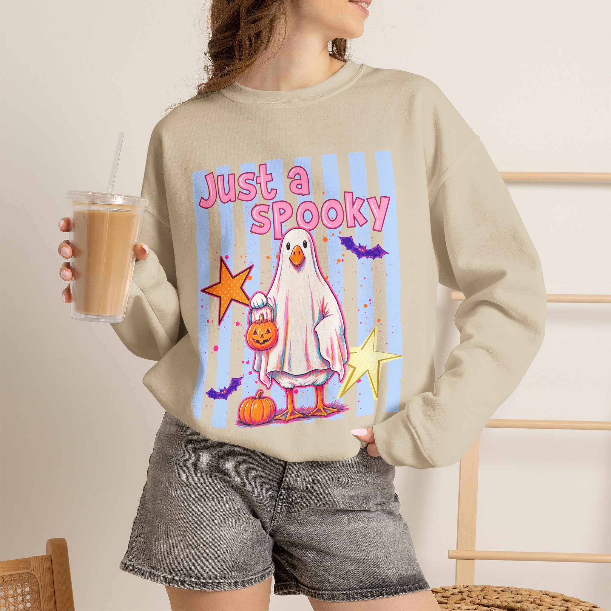 Ghost Costume Sweatshirt — "Just a Spooky" Cute Halloween Crewneck