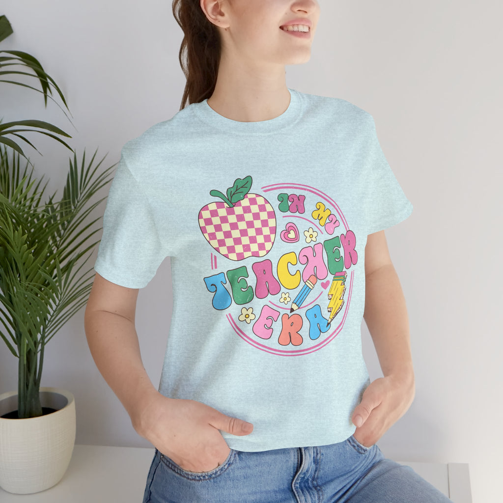Teacher Vibes Tee — Cute Retro Apple Classroom Graphic T-Shirt