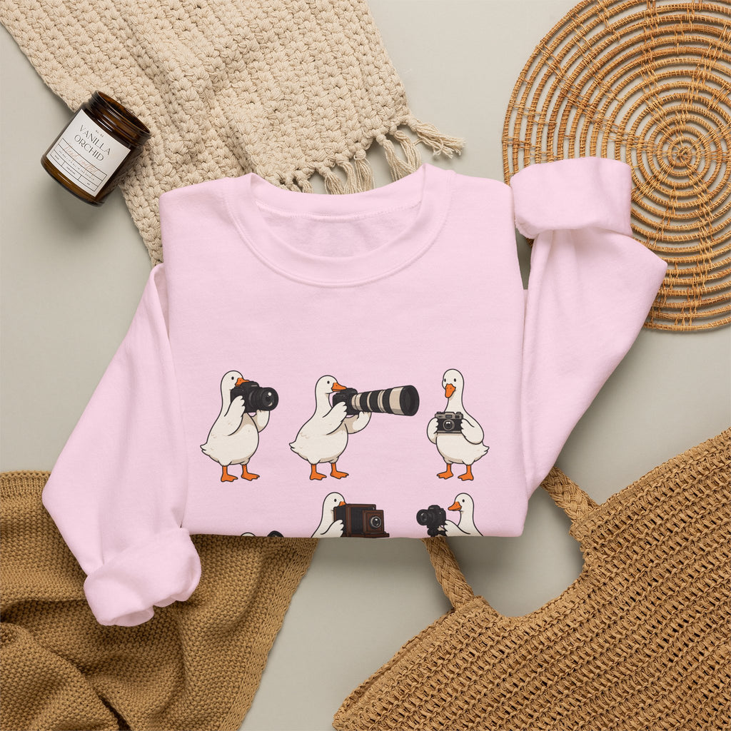 Photographer Geese Crewneck Sweatshirt – Cute Goose Photography Graphic