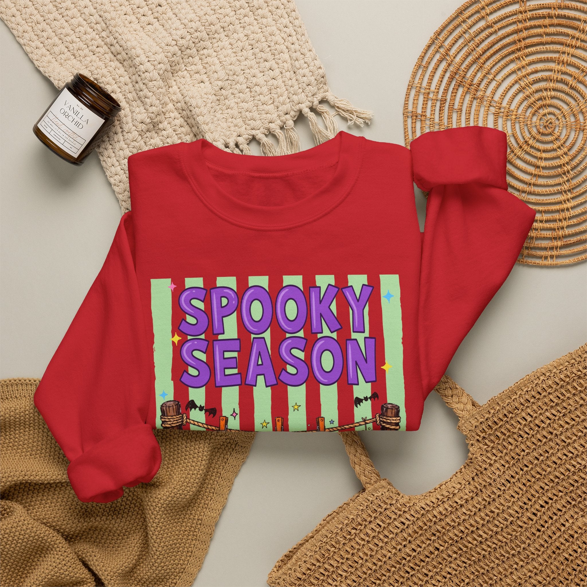 Sweatshirt — "Spooky Season" Ghost, Witch & Cat Halloween Crewneck