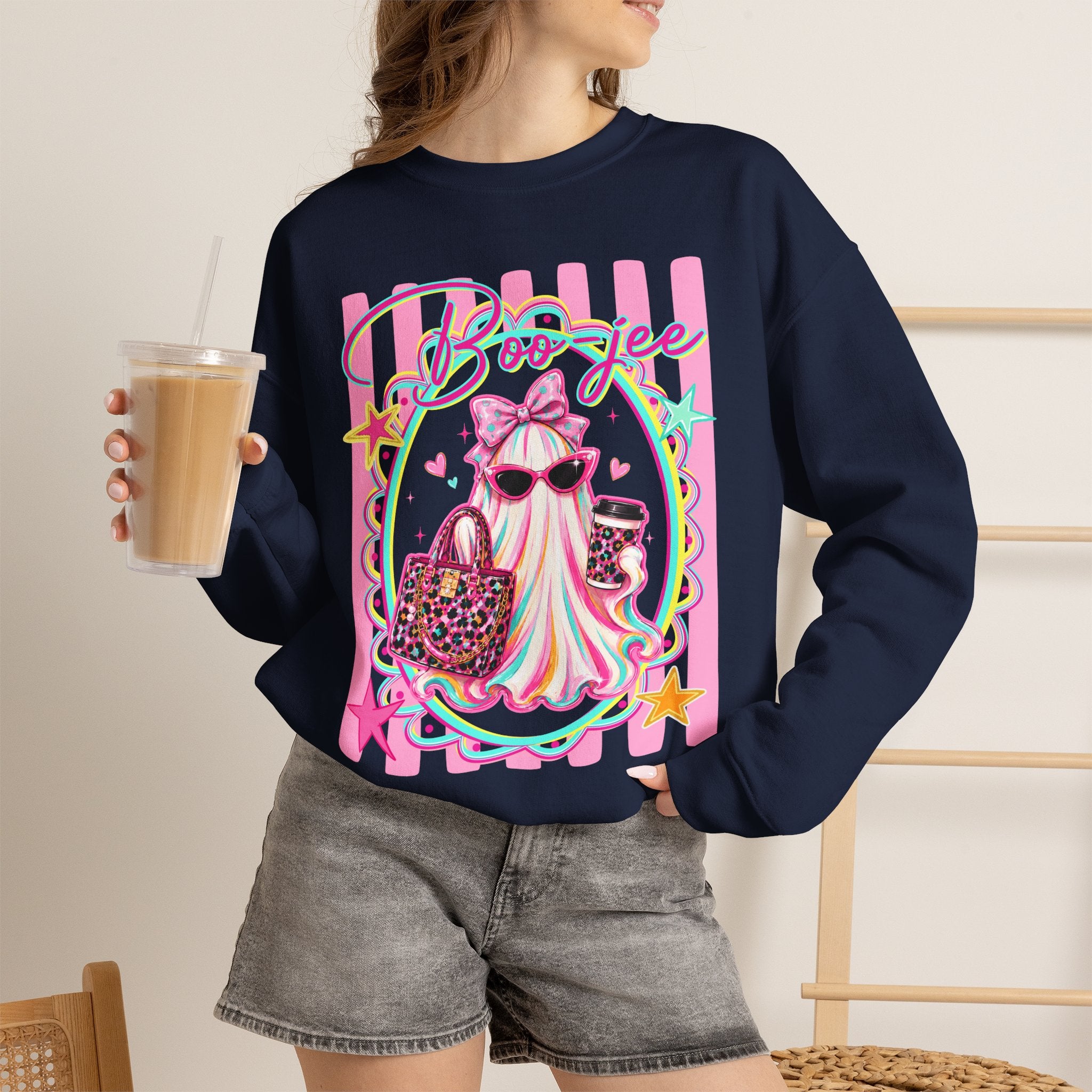 Halloween Crewneck Sweatshirt — "Boo-jee" Cute Ghost Fashion Graphic