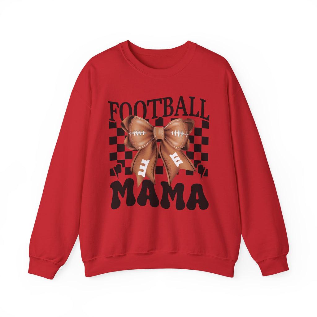 Football Mama Crewneck Sweatshirt — Retro Checkerboard Football Graphic