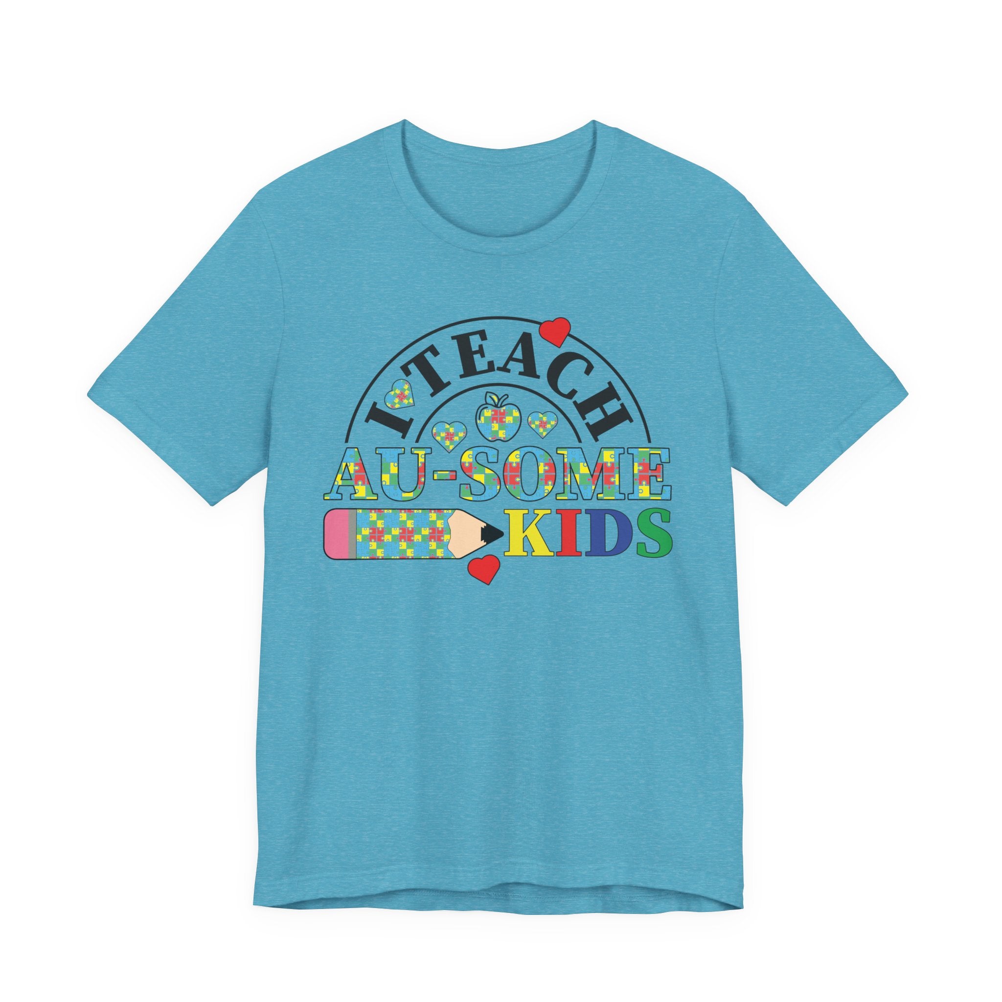 I Teach Awesome Kids T-Shirt — Colorful Autism Awareness Teacher Tee